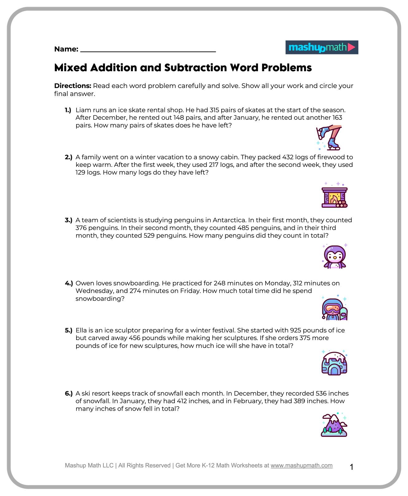 Free 4th Grade Math Worksheets Printable Mashup Math