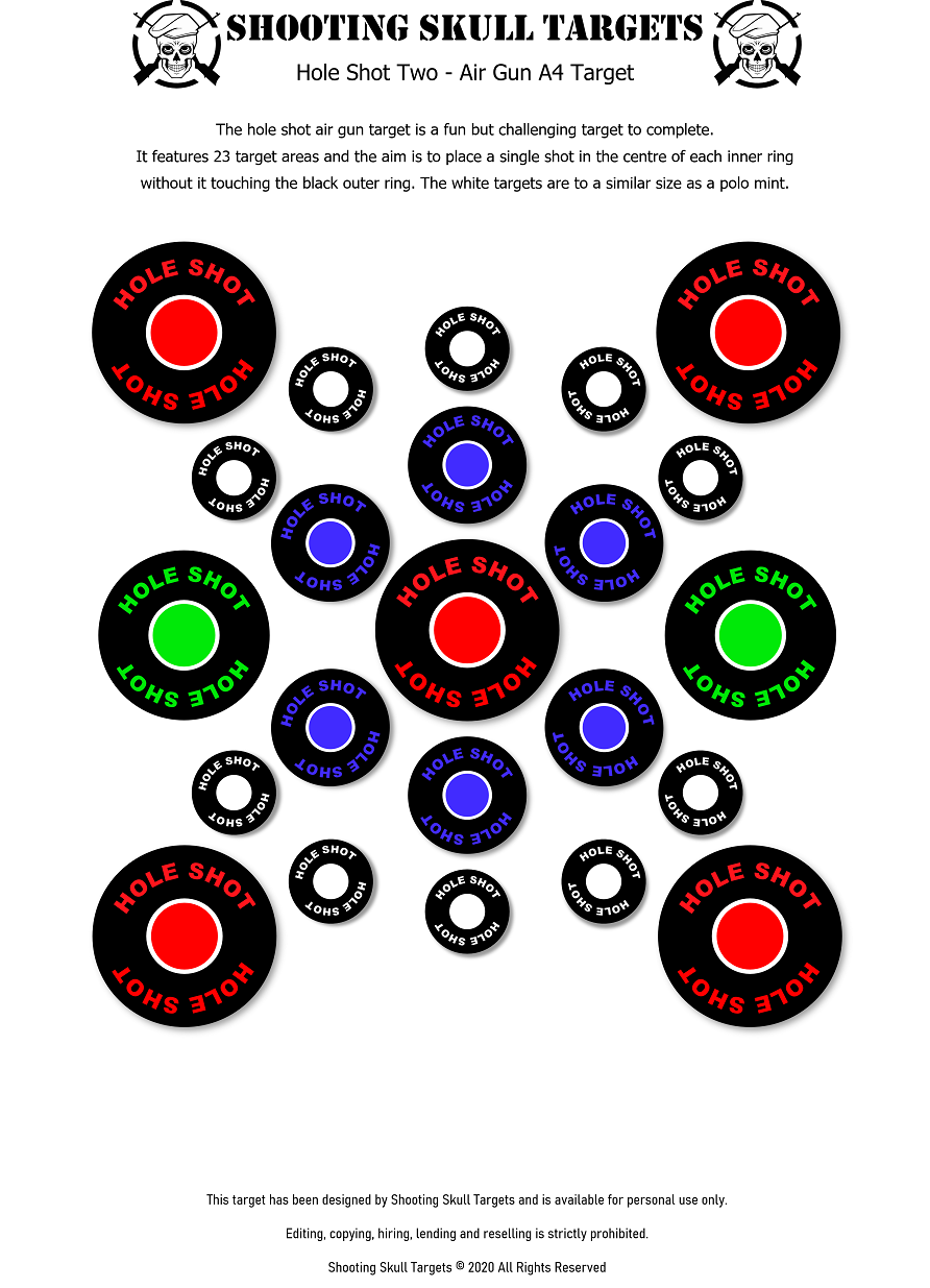 Free A4 Airgun Targets Shooting Skull Targets