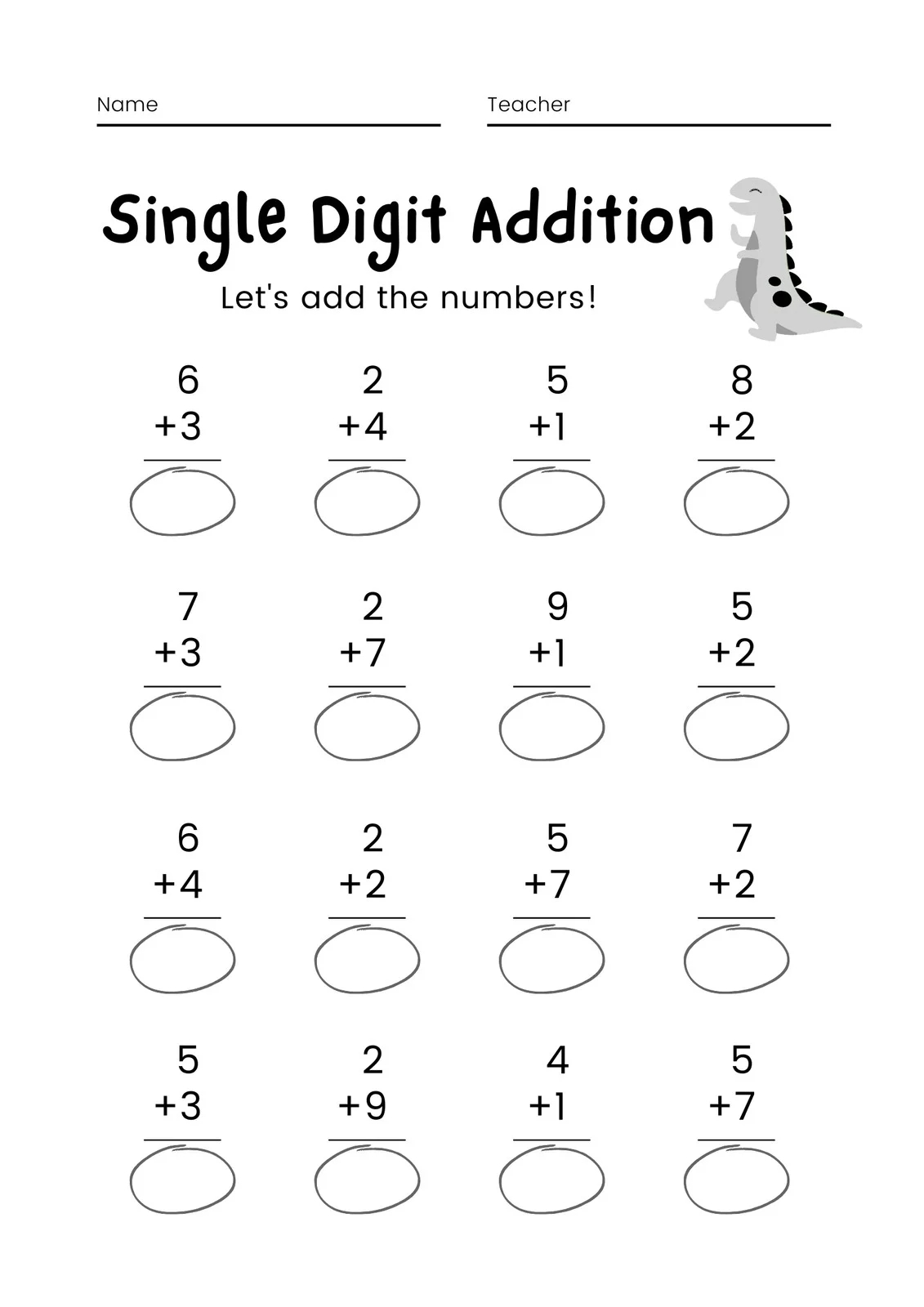 Free Math Printables Addition