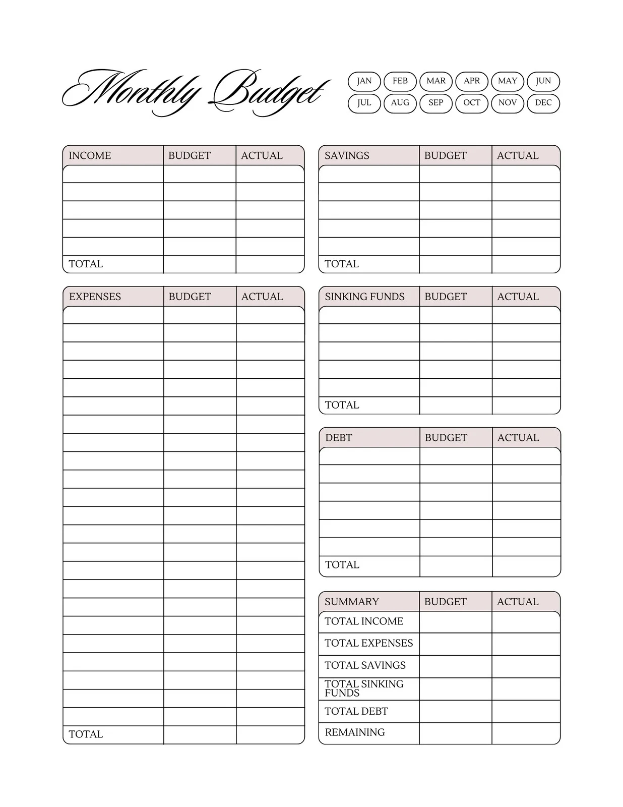 Free Printable Budget Sheets Weekly