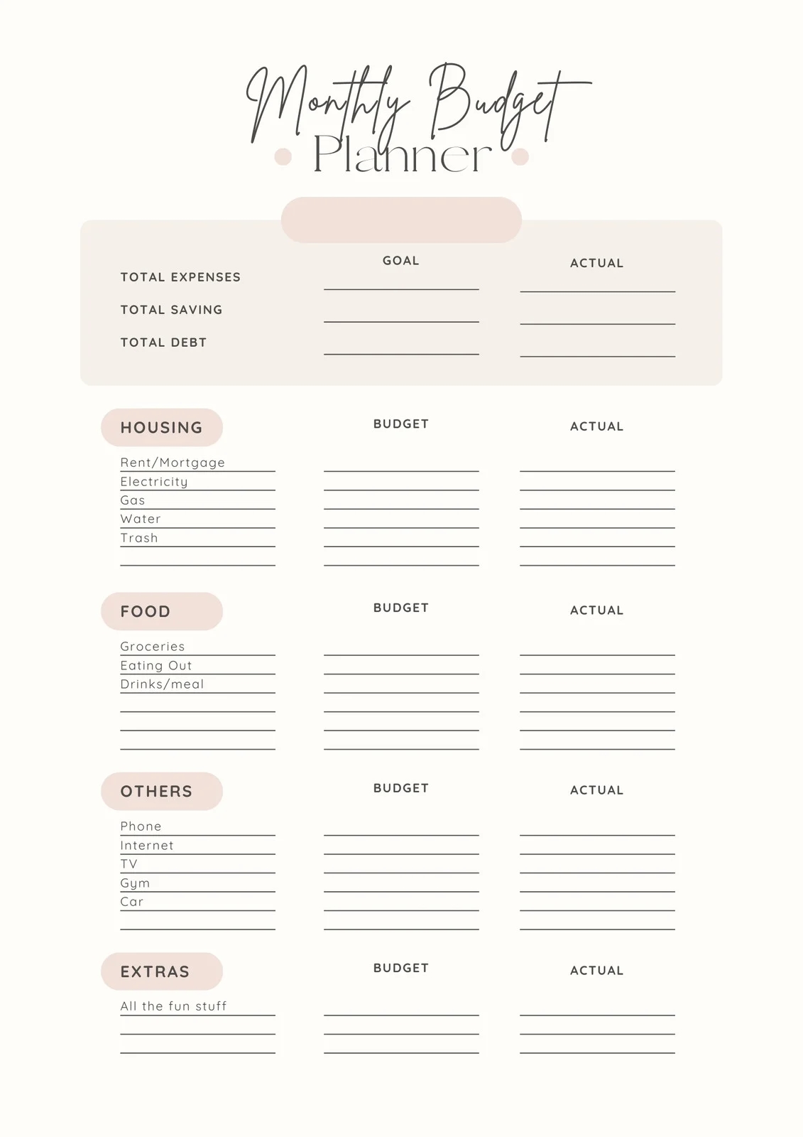 Free Printable Bi Weekly Budget Sheets Pdf