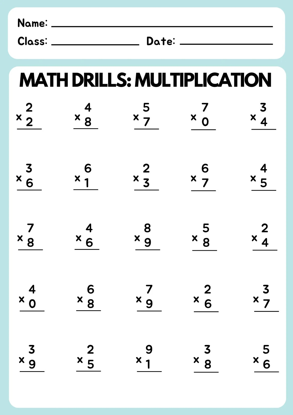 Free And Customizable Multiplication Templates Canva