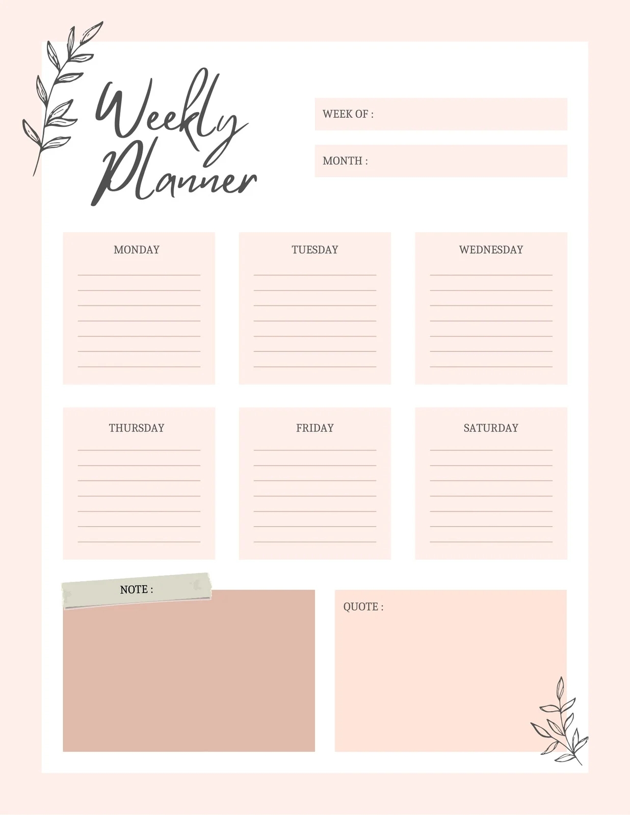 Free And Customizable Weekly Planner Templates Canva