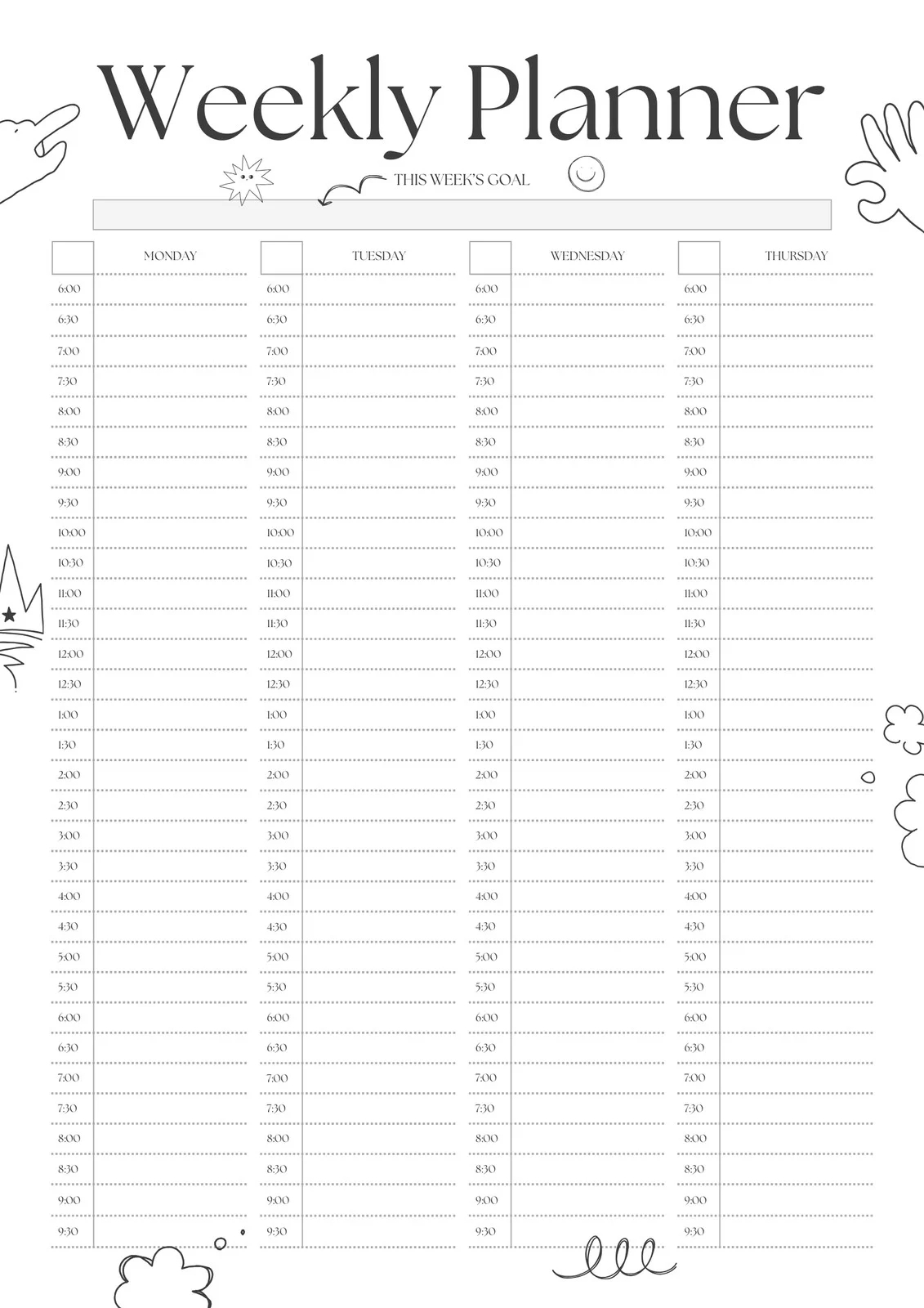Weekly Planner Template Free Printable