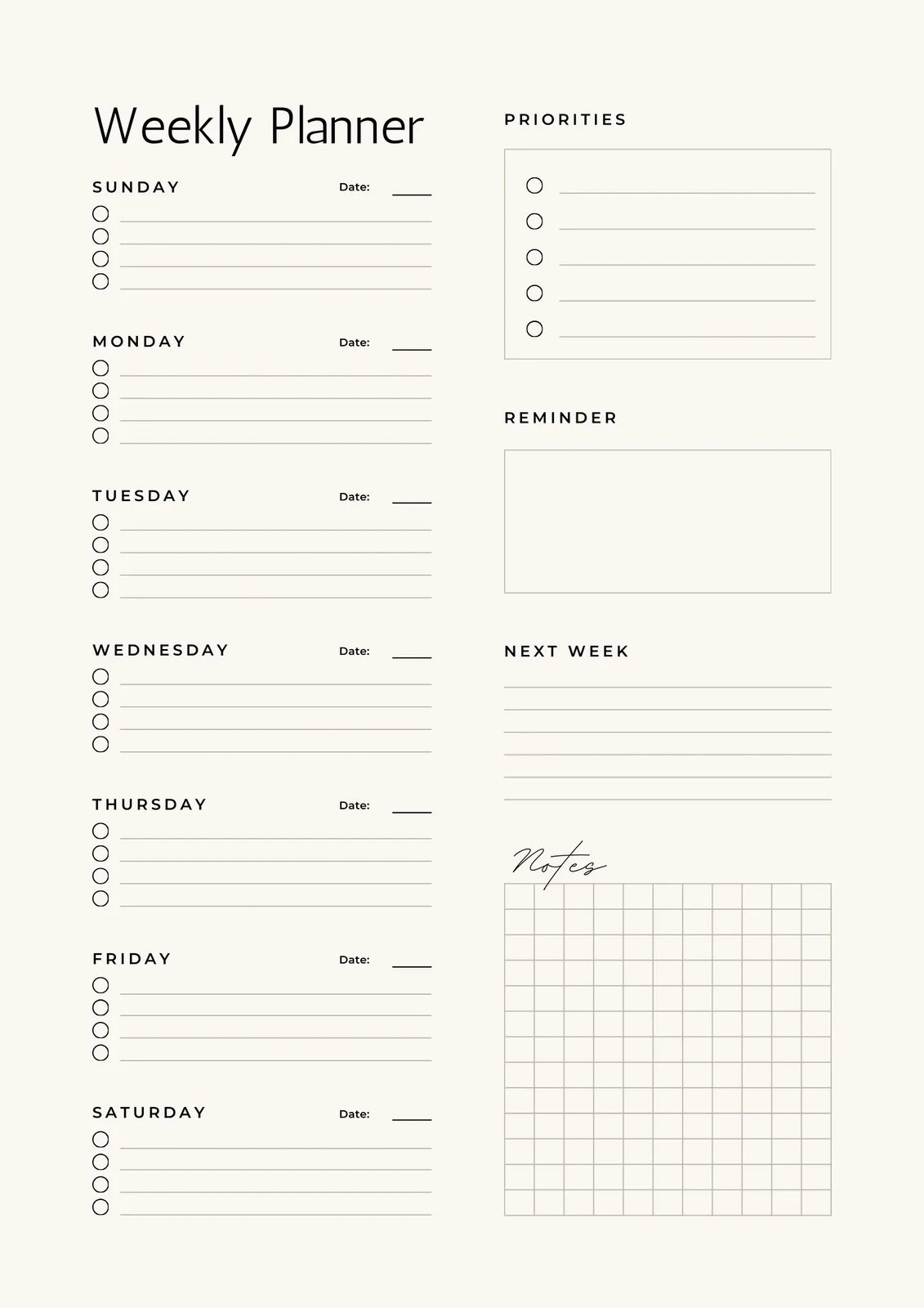 Free And Customizable Weekly Planner Templates Canva