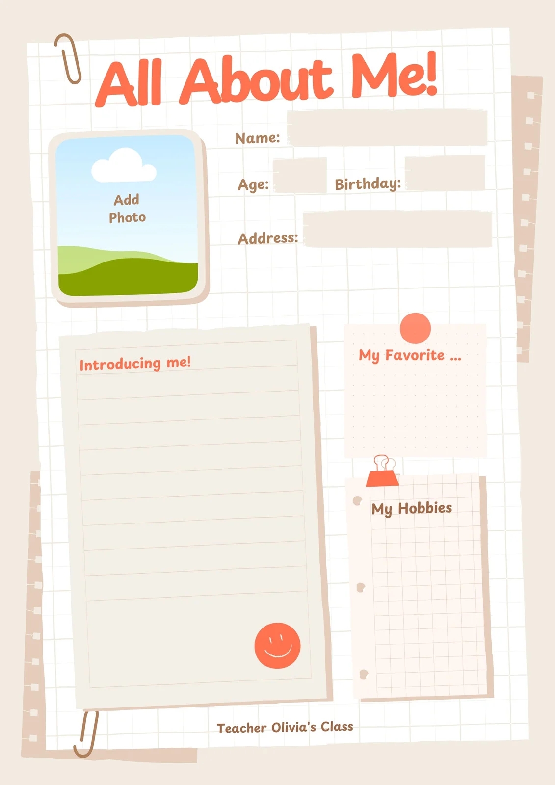 Free And Printable All About Me Worksheet Templates Canva