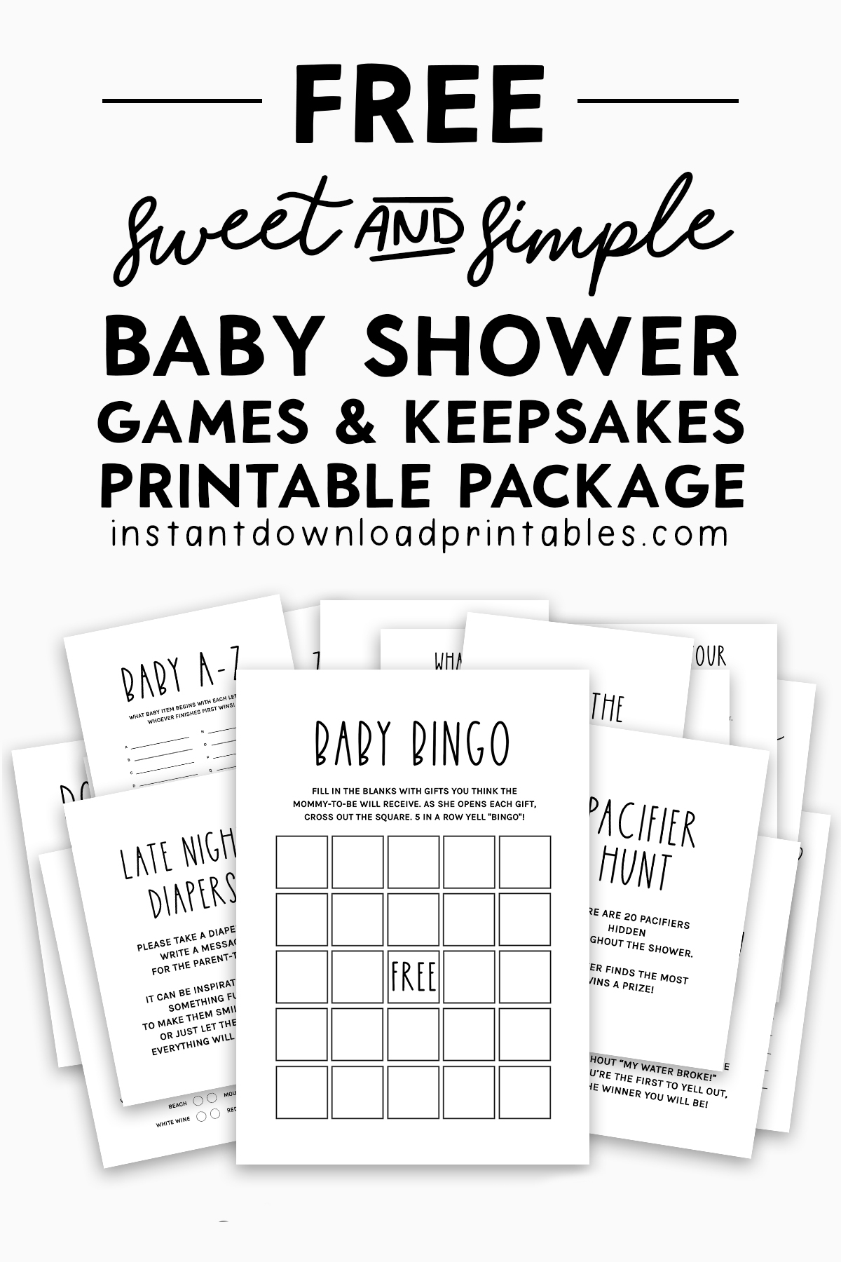 Free Baby Shower Games And Keepsakes Printable Package Sweet And Simple Instant Download Instant Download Printables