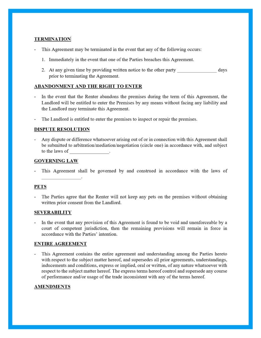 Simple Rental Agreement Free Printable Online