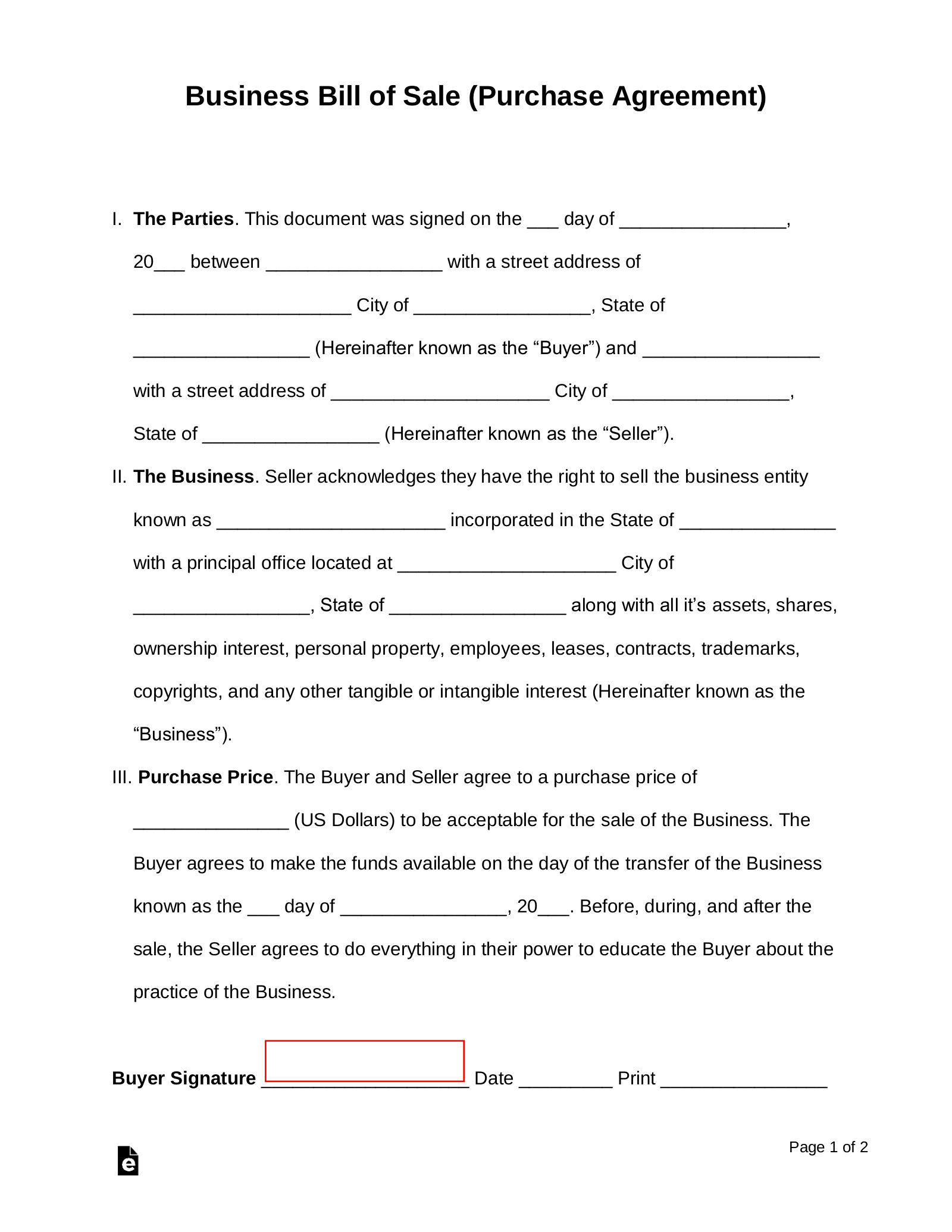 Free Printable Bill Of Sale For Vehicle Pdf
