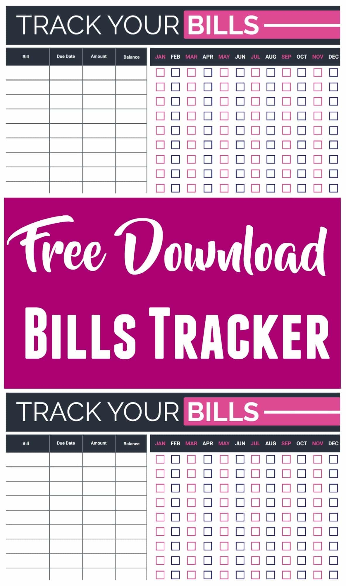 Free Bill Payment Organizer Printable Monthly Bill Money Tracker