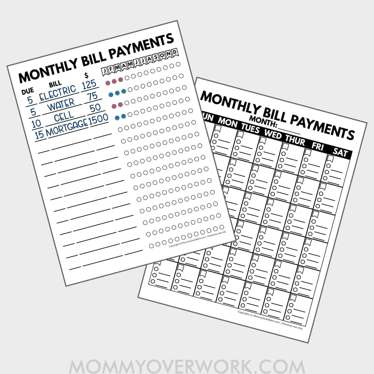Free Printable Monthly Bill Payment Sheet