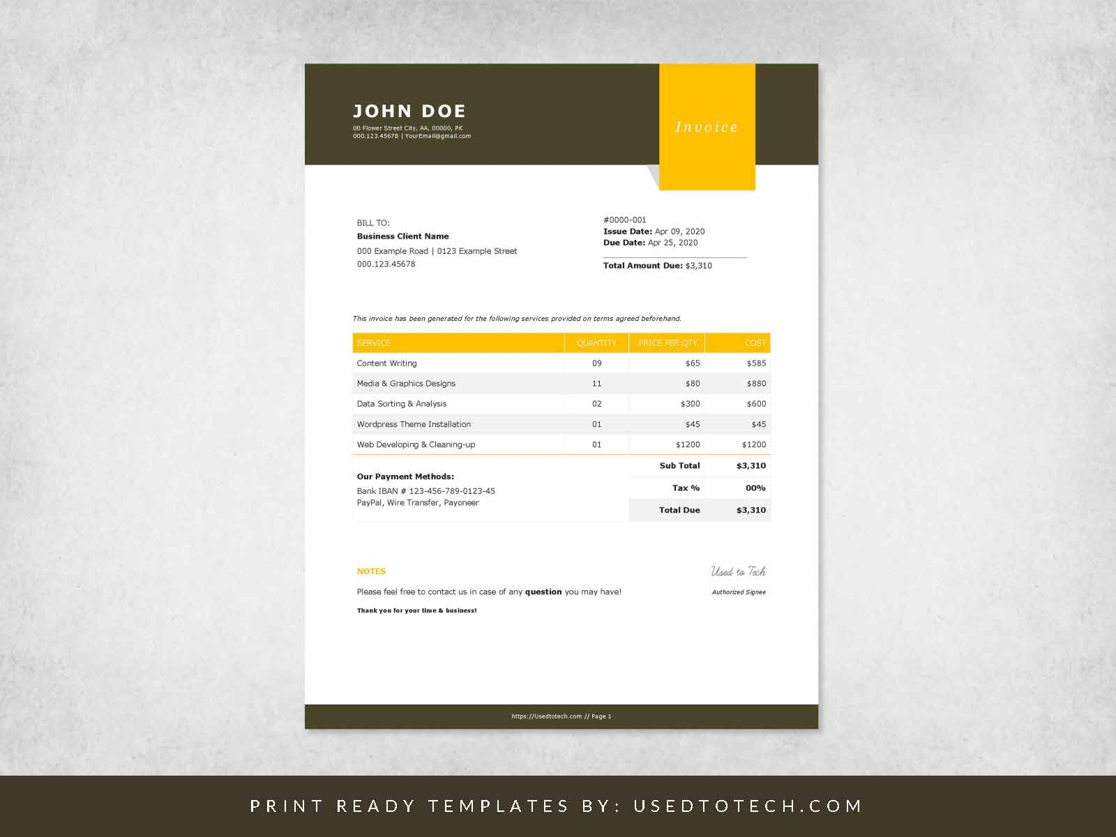 Free Invoice Template Printable Microsoft