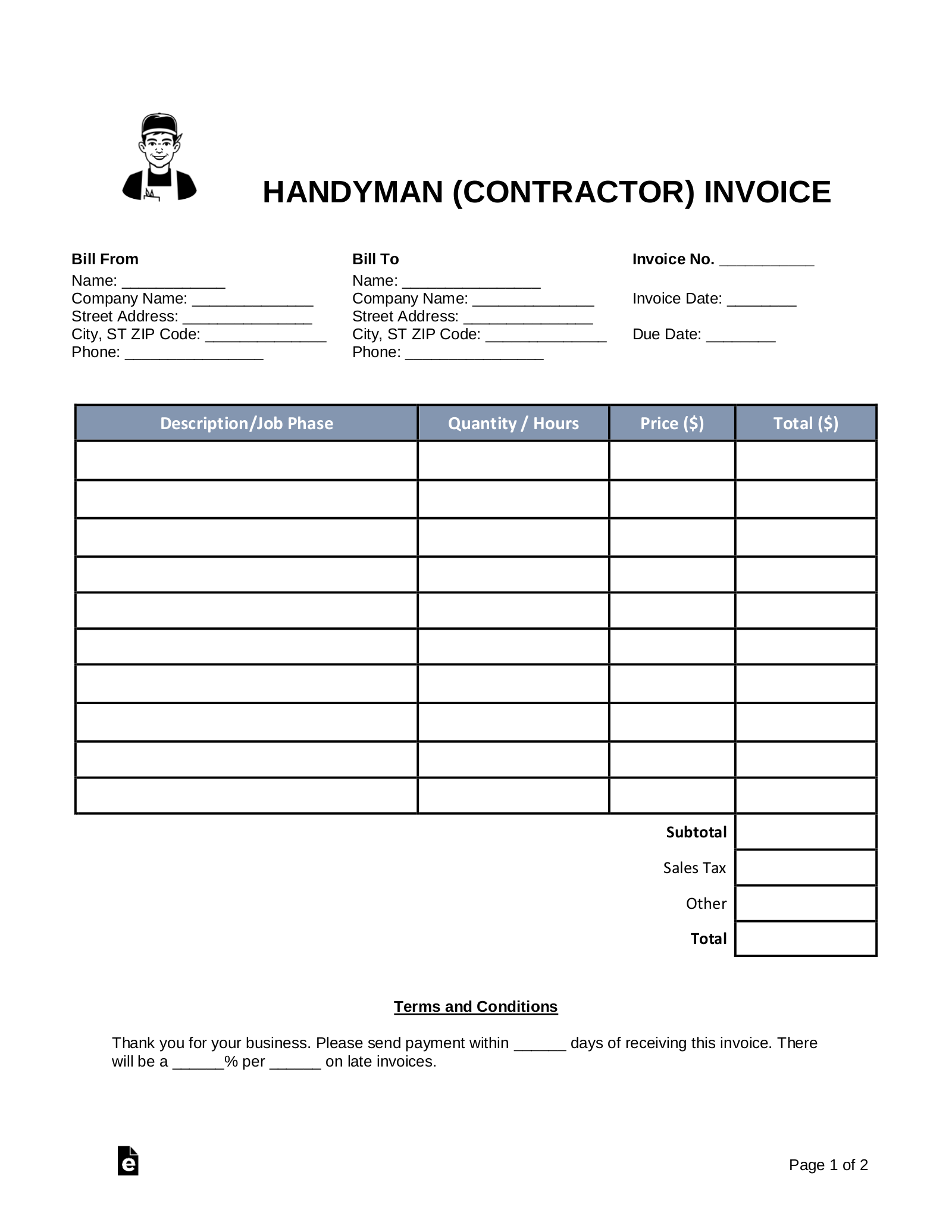Free Printable Invoice Templates Pdf