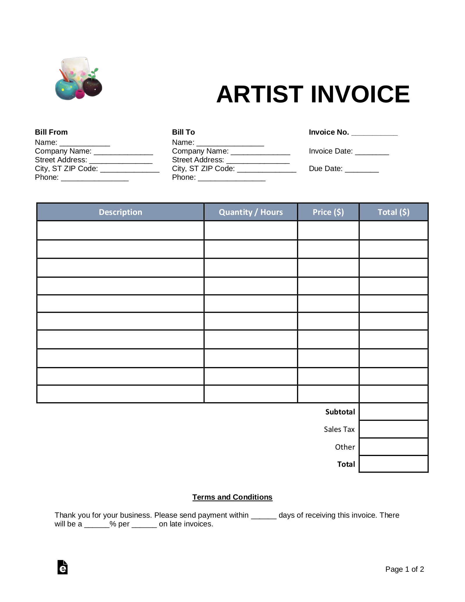 Free Printable Invoice Template Uk