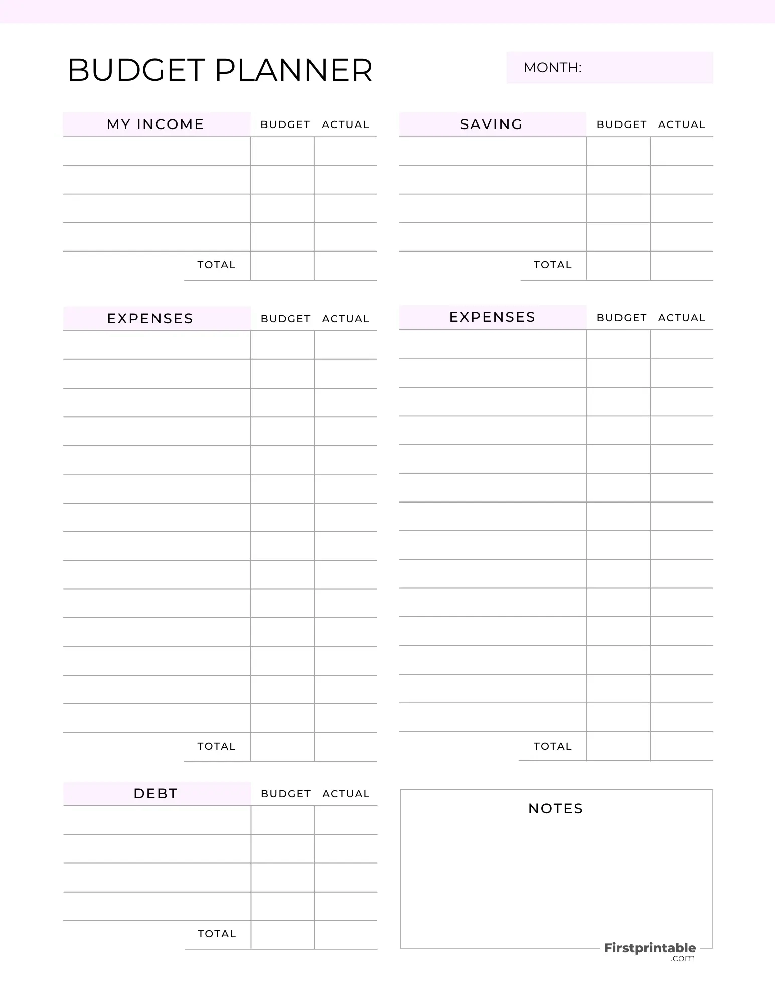 Free Budget Planner Templates Printable Fillable