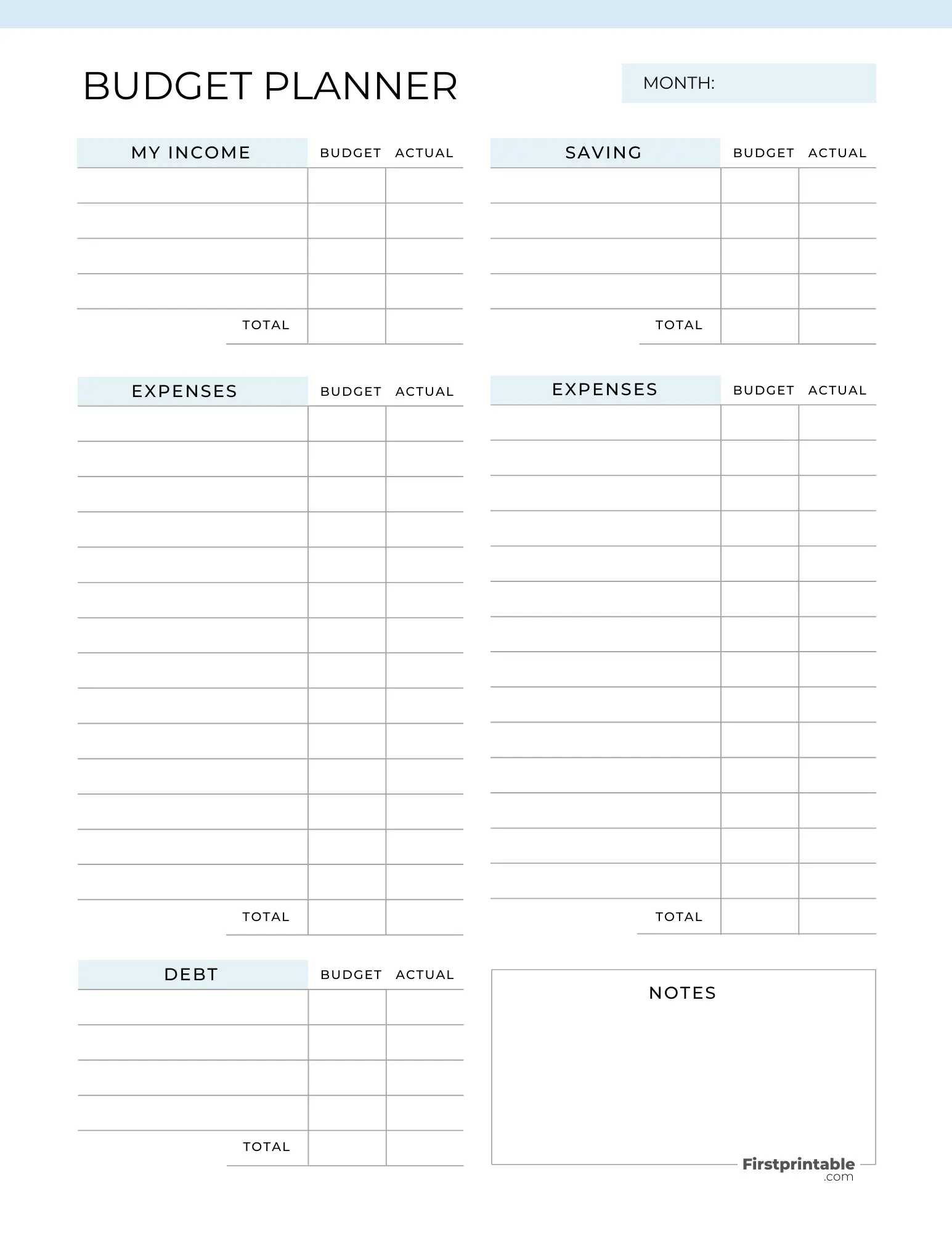 free budget planner templates printable fillable