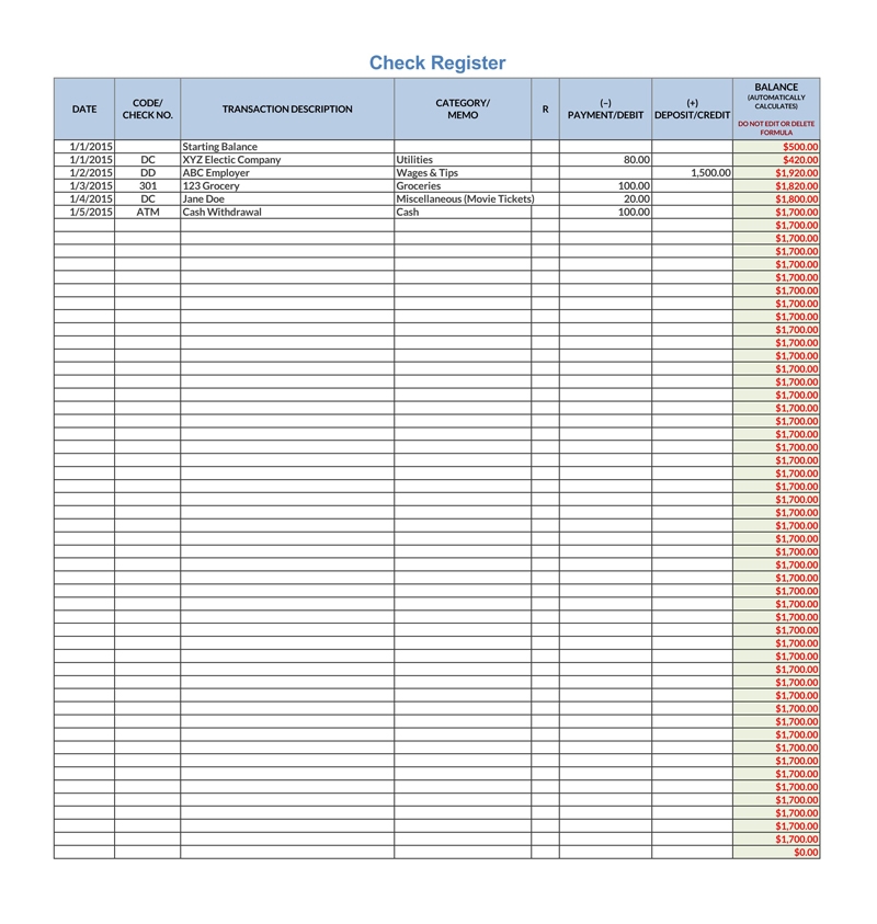 Free Checkbook Register Templates How To Balance 