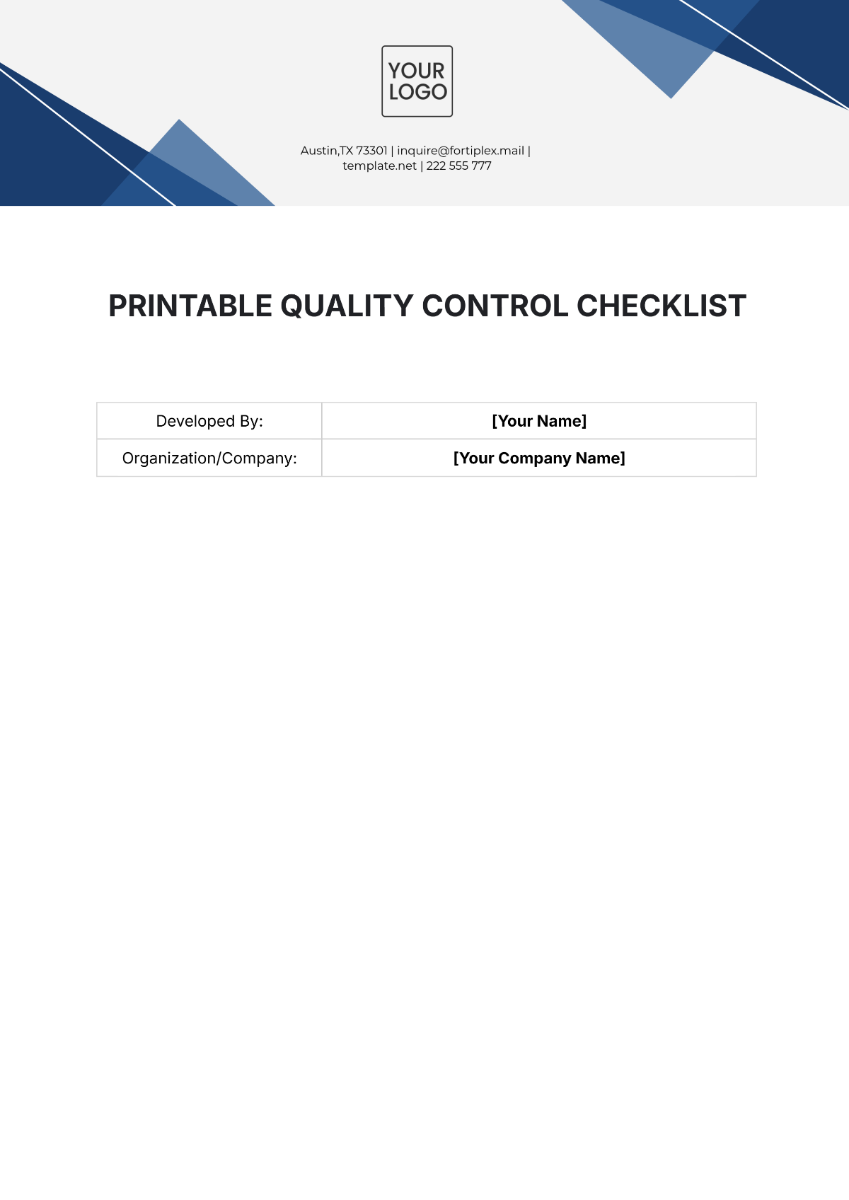 Free Printable Checklist Template