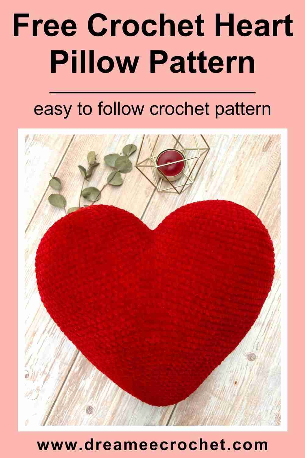 Free Crochet Heart Pillow Pattern Easy Cushion Dreamee Crochet