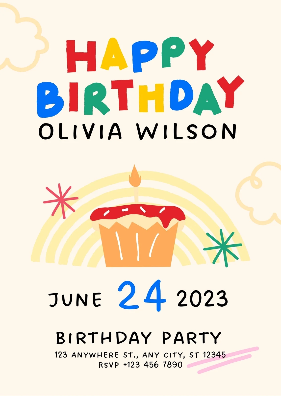Free Custom Printable Rainbow Invitation Templates Canva