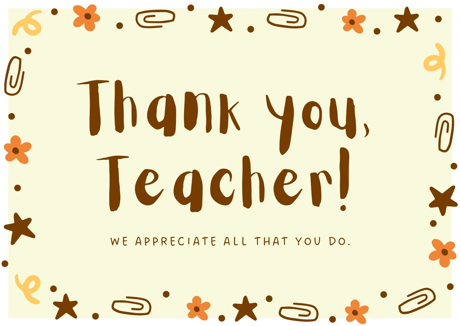 Free Custom Printable Teacher Thank You Card Templates Canva
