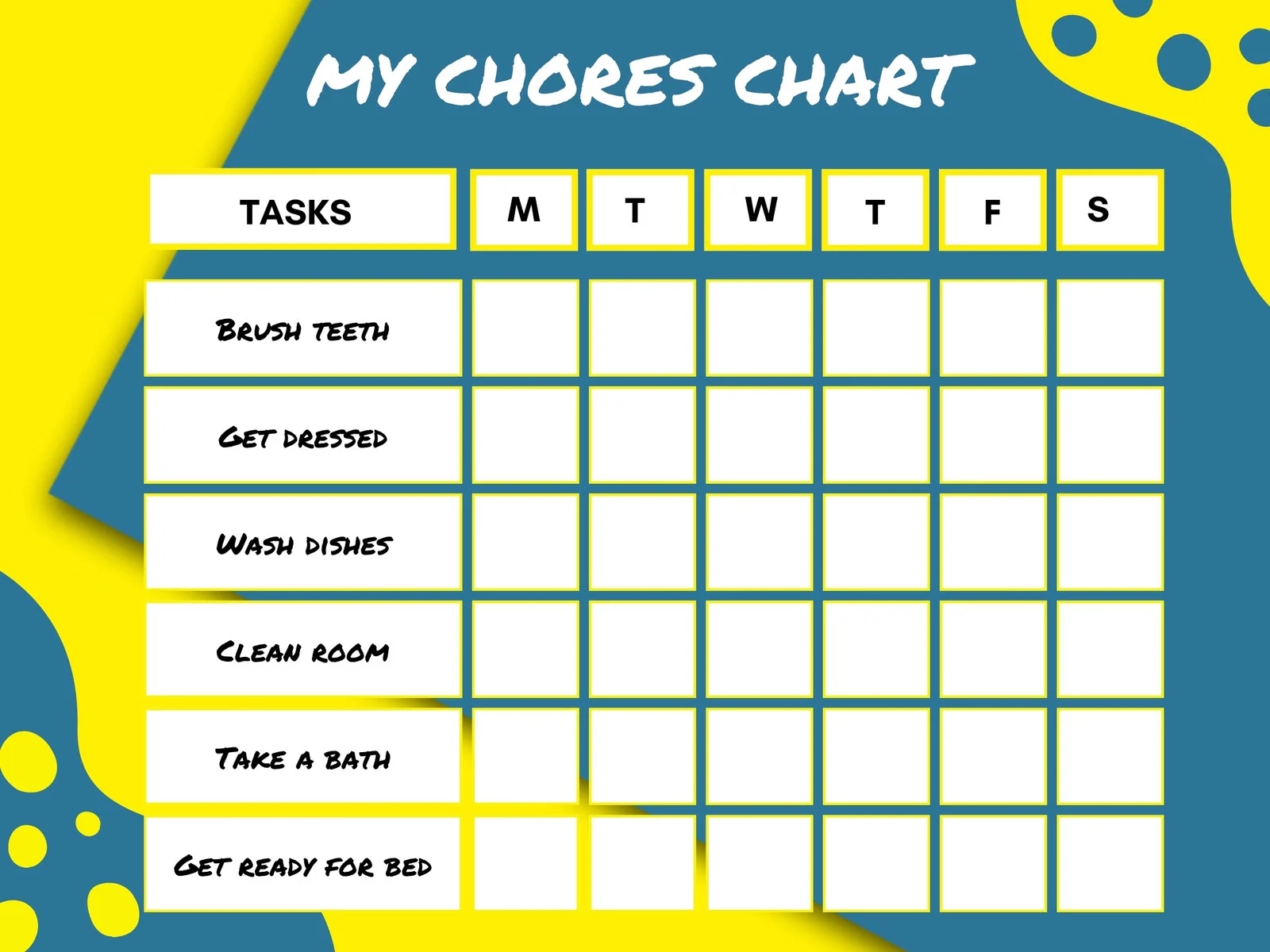Free Customizable Chore Chart Templates To Print Canva