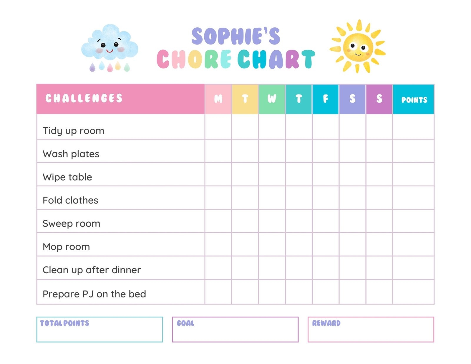 Free Customizable Chore Chart Templates To Print Canva Worksheets Library