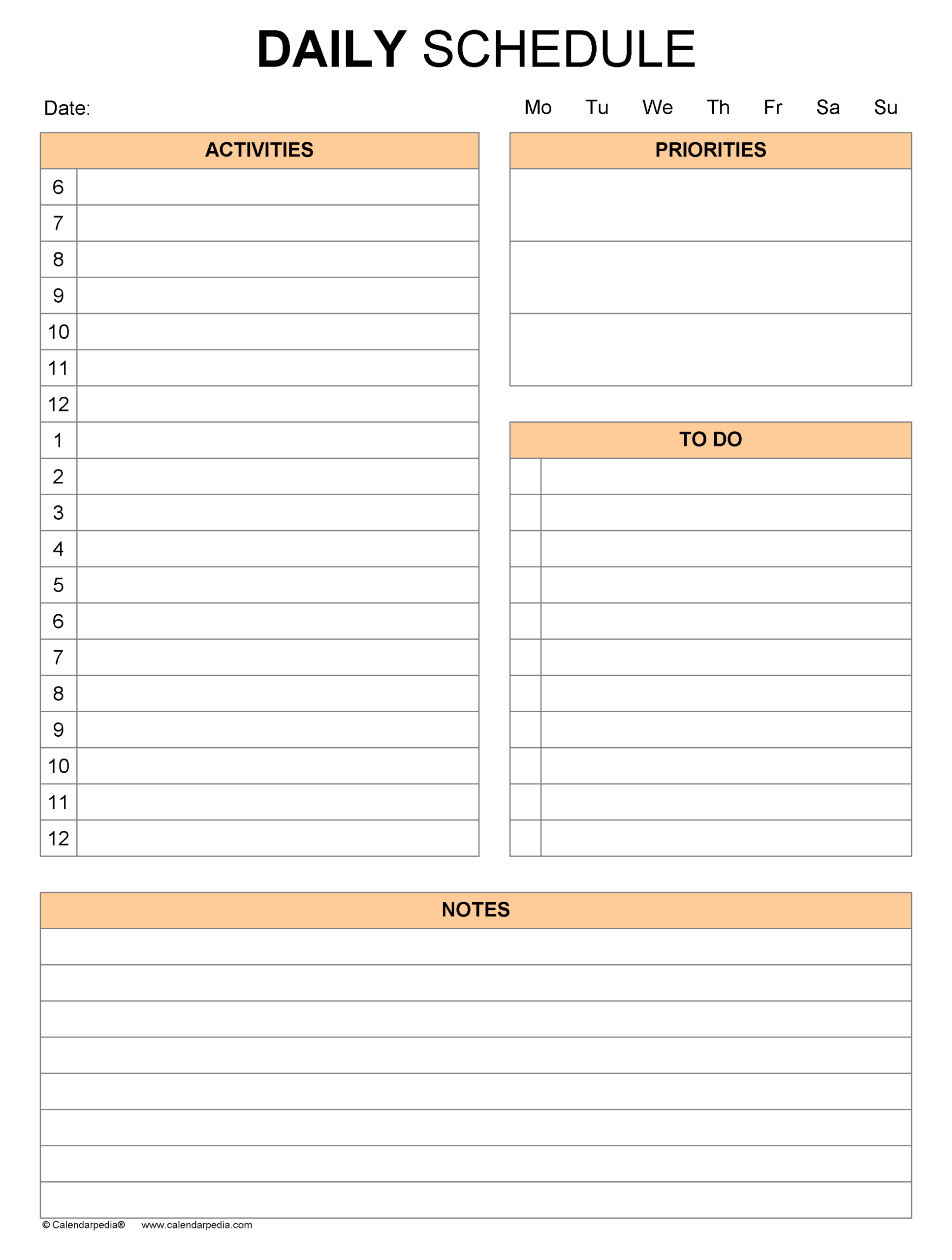 Free Daily Schedules For Excel 30 Templates Worksheets Library