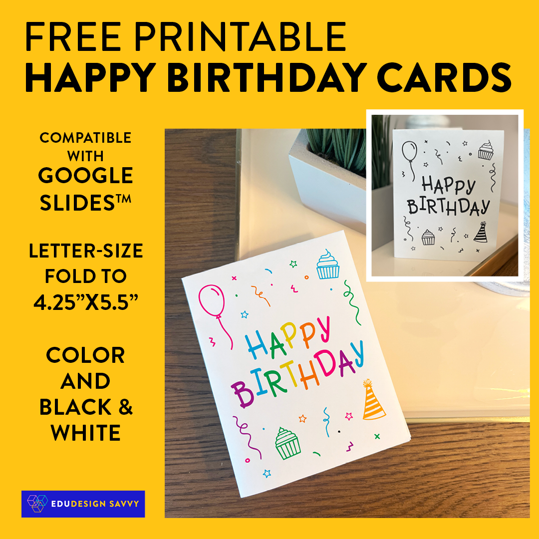 Free DIY Birthday Cards Print At Home Instant Template Download Classful