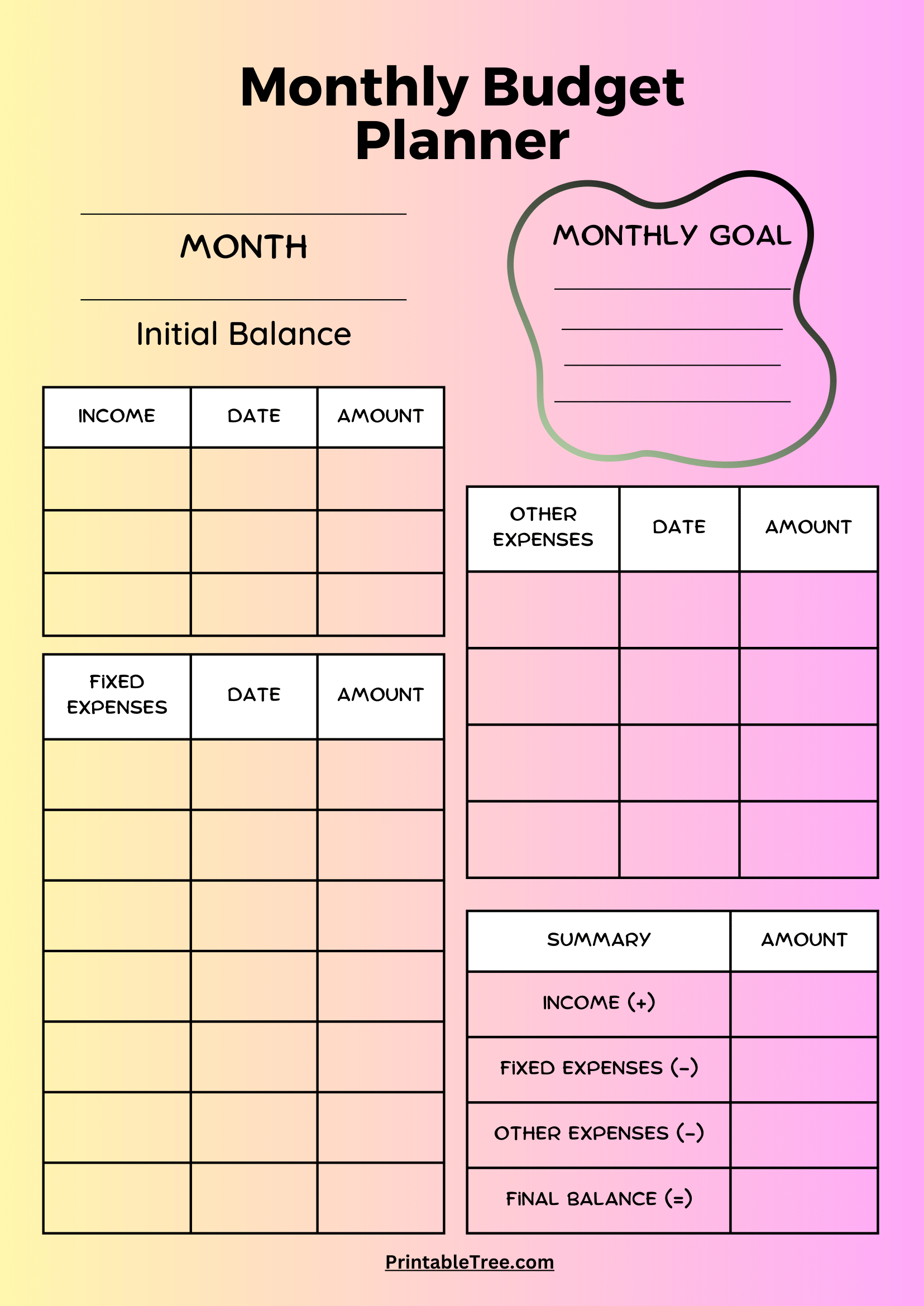 free download printable monthly budget planner pdf templates