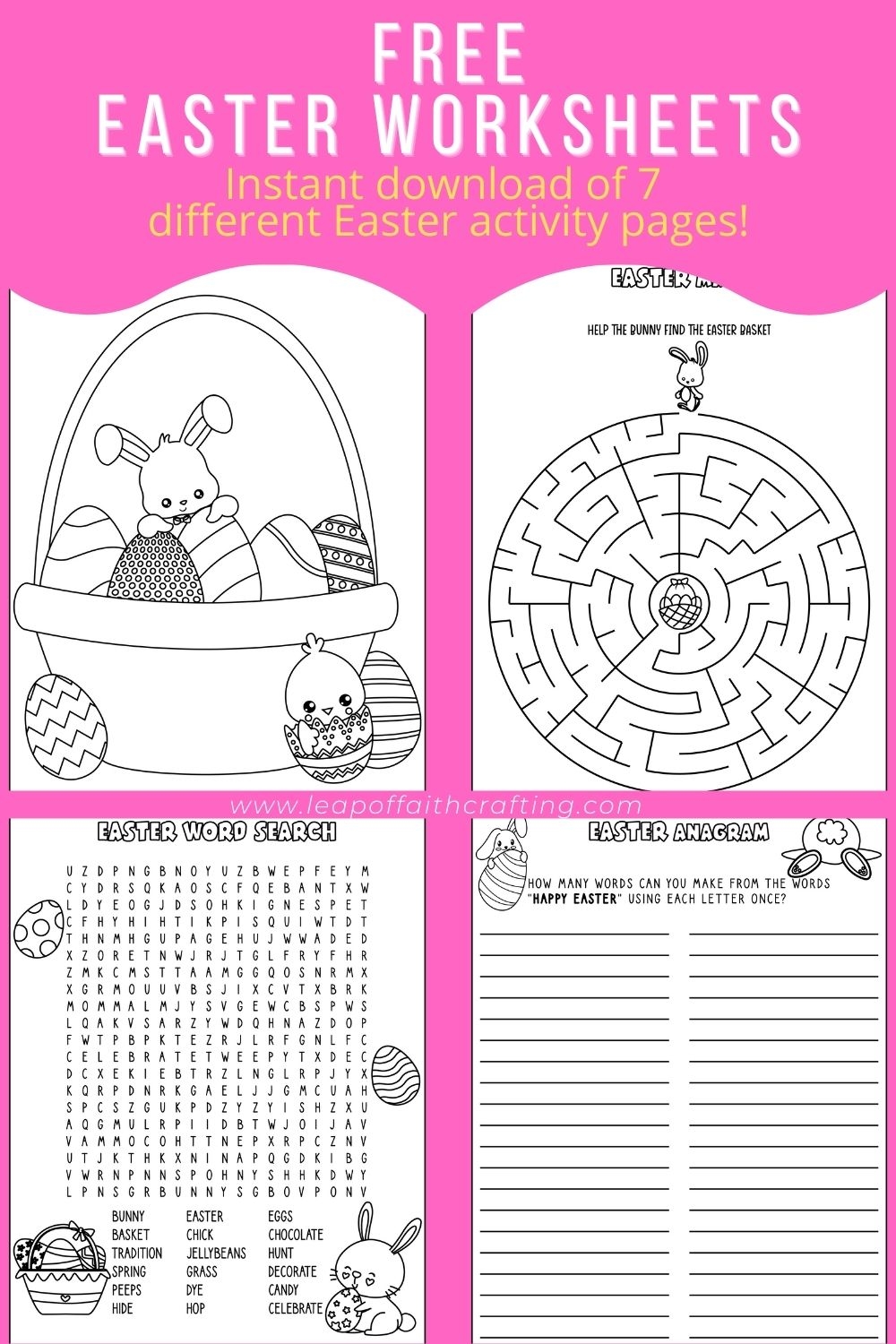 FREE Easter Worksheets PDF Coloring Pages Word Search More Leap Of Faith Crafting