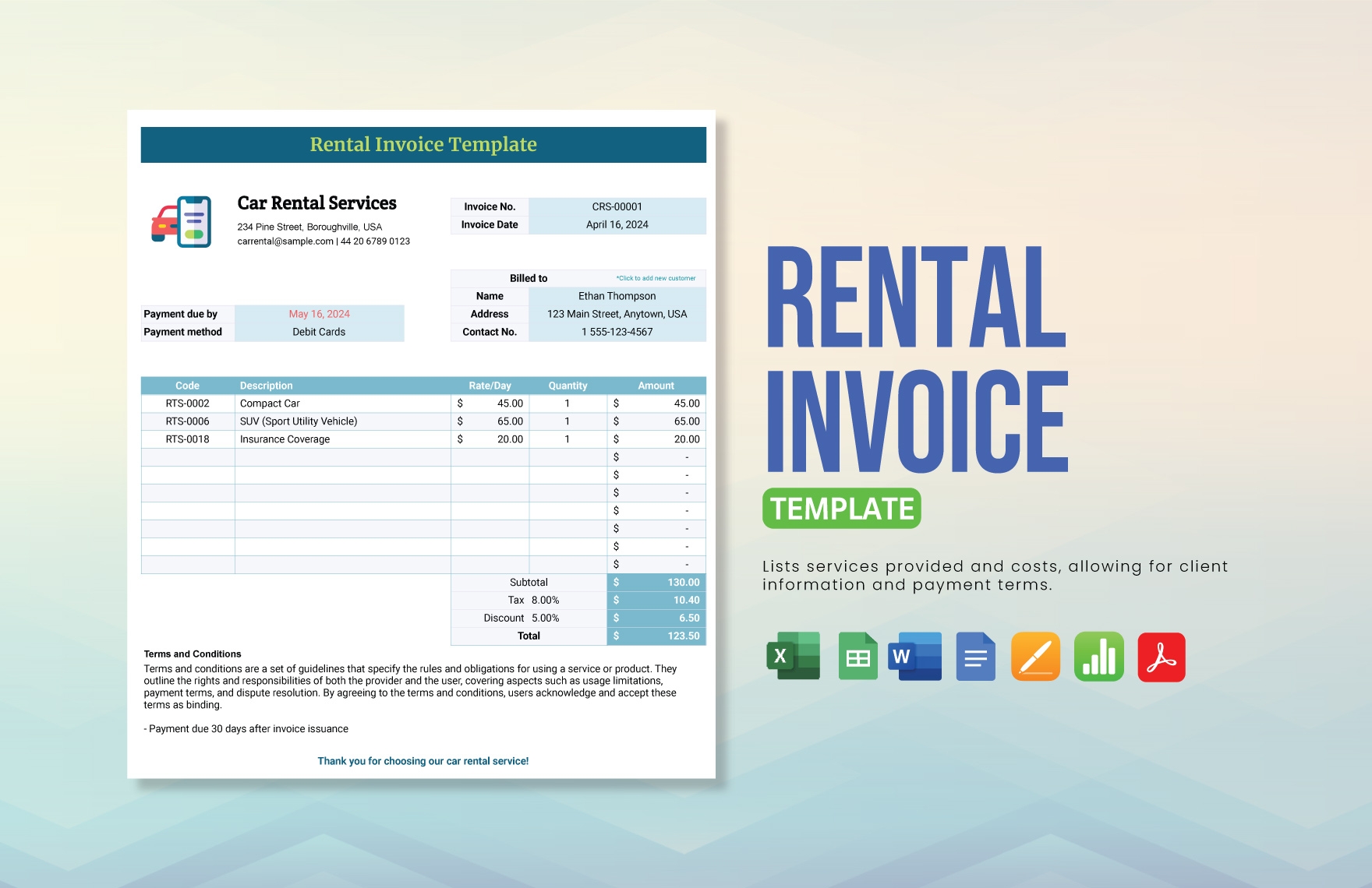 Free Printable Invoice Template Word Document