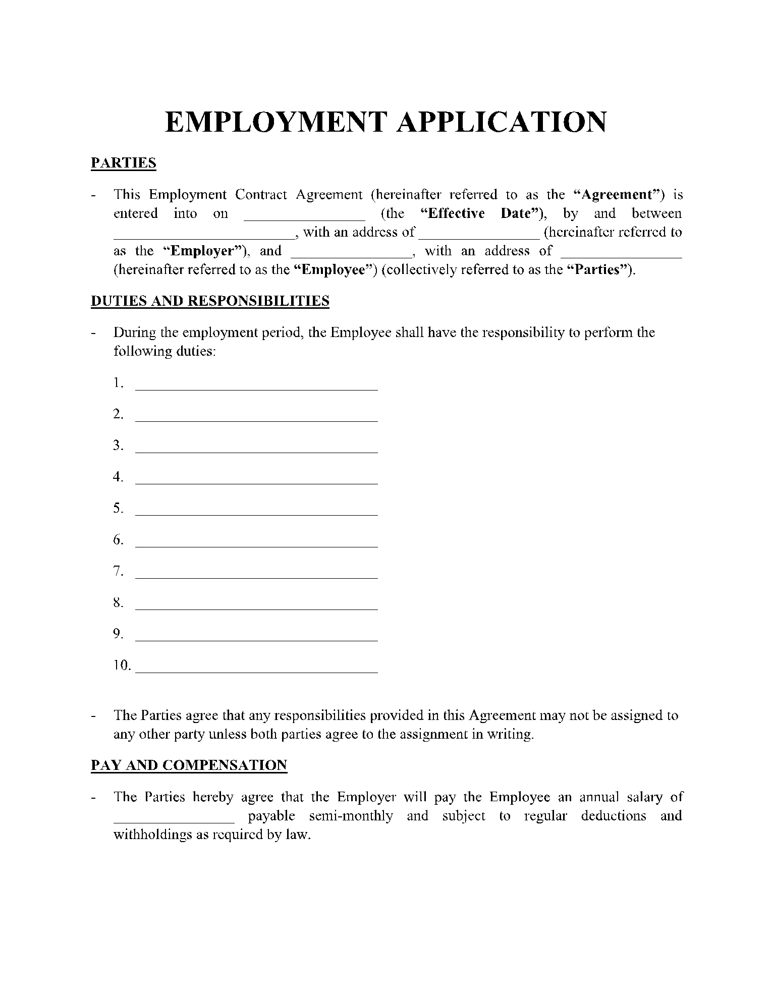 Free Printable Job Applications