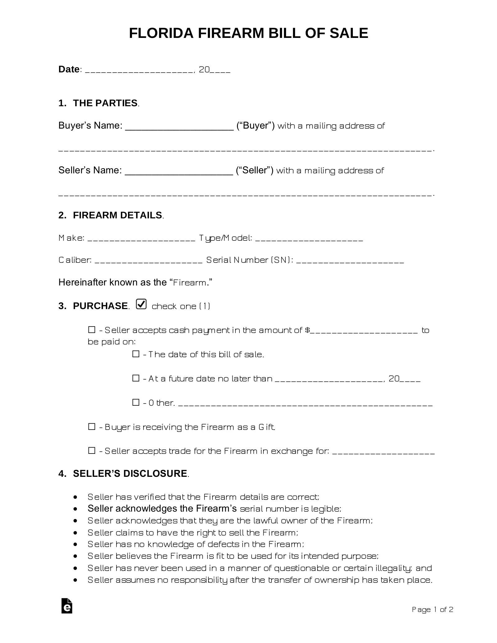 Free Florida Bill Of Sale Forms 3 PDF EForms