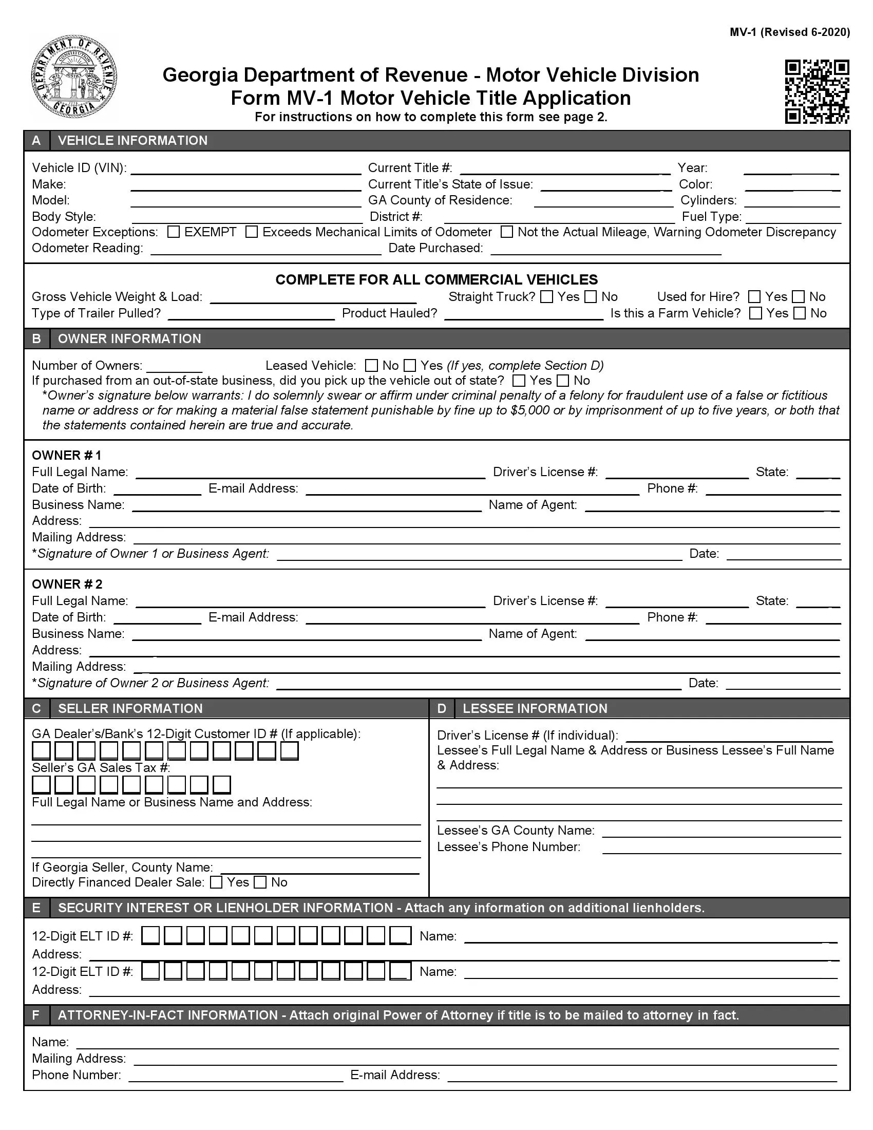 Free Georgia Bill Of Sale Forms PDF FormsPal