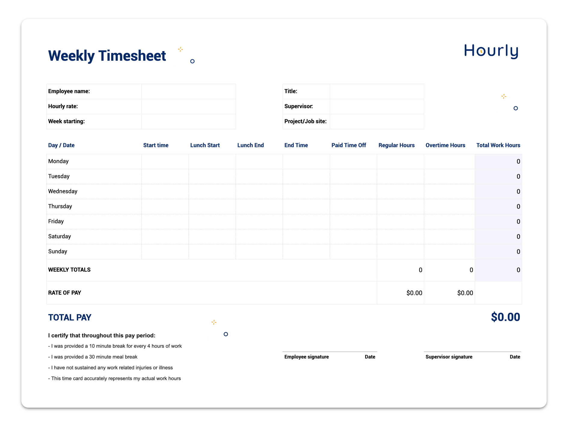 Free Printable Timesheets For Work