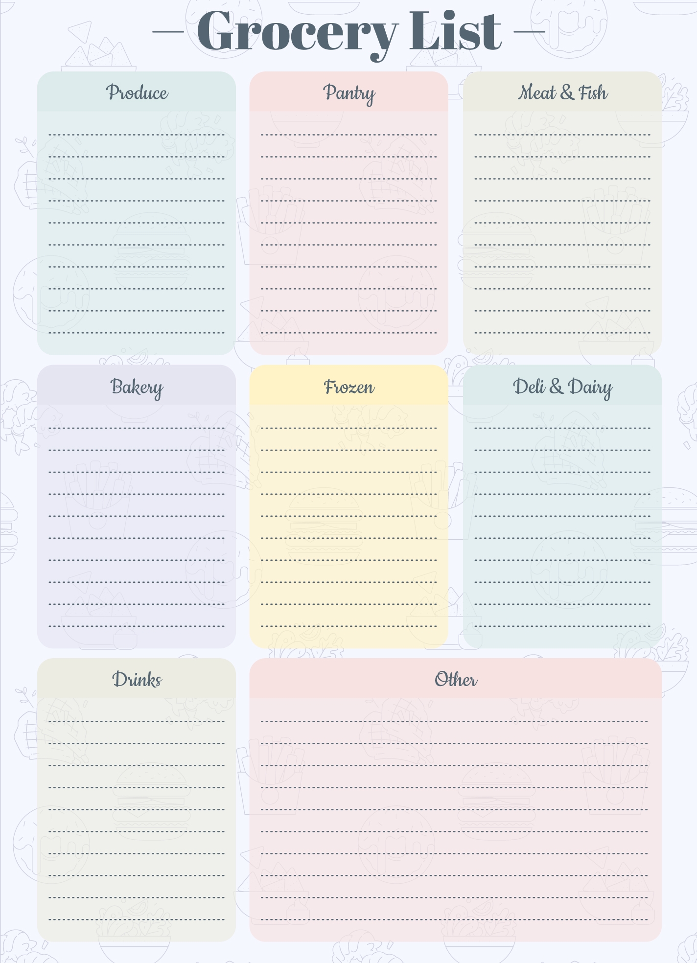 Free Grocery List Google Docs Templates Gdoc io