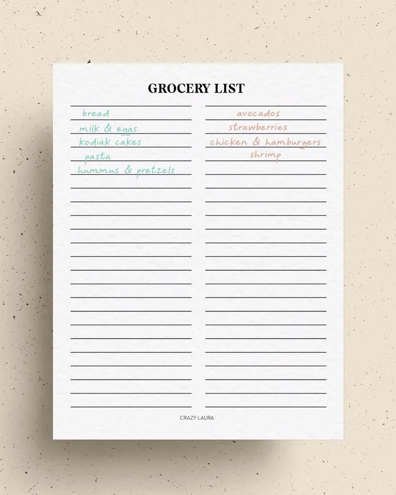 Free Grocery List Printable With Three Versions Crazy Laura