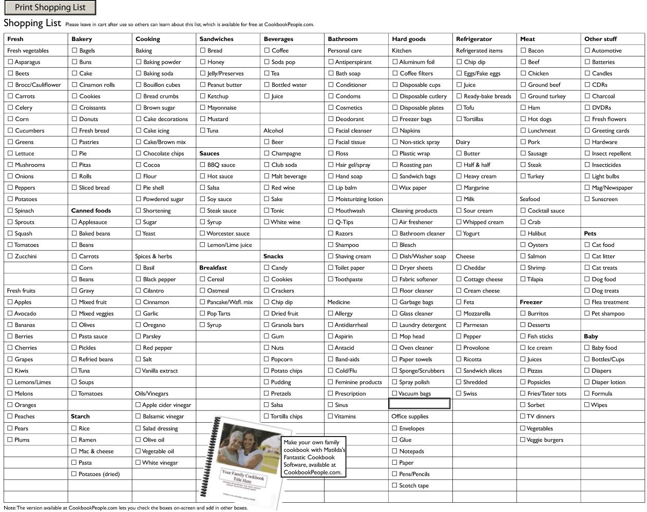 Free Grocery Shopping List Printable Template Worksheets Library