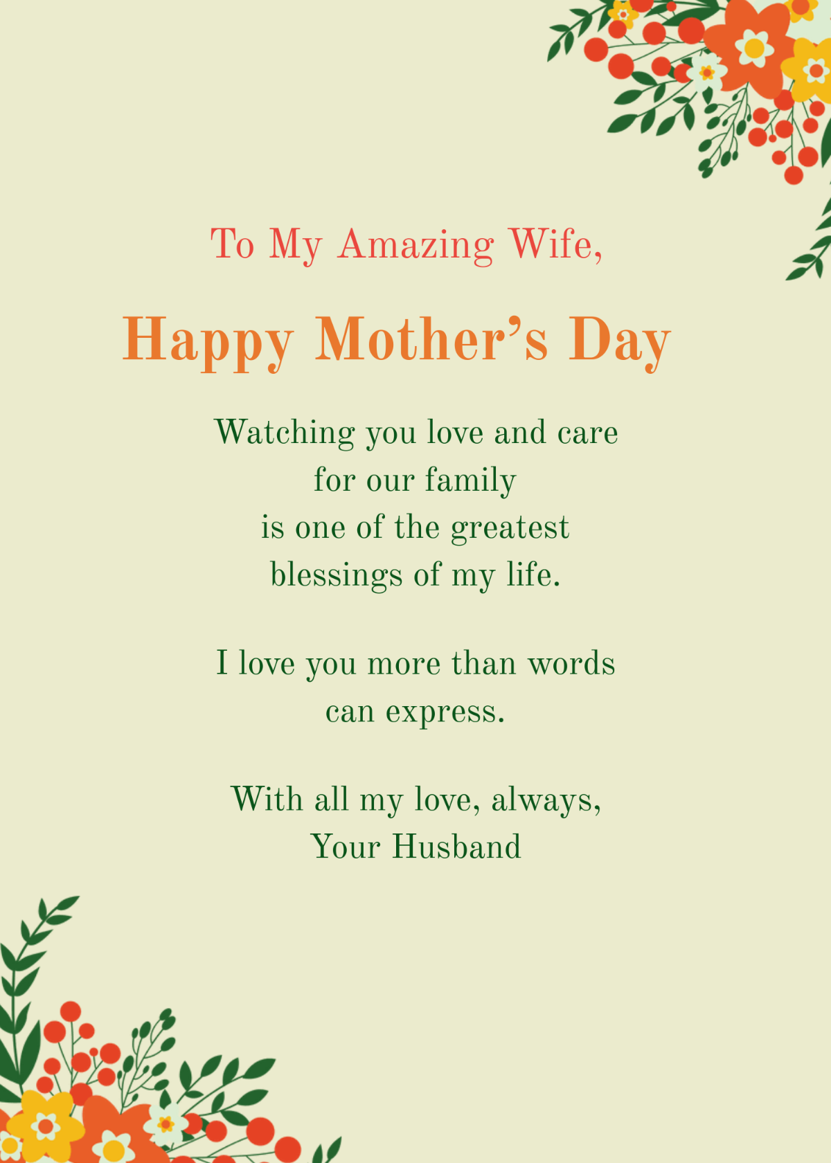 Printable Mothers Day Cards Free From Husband