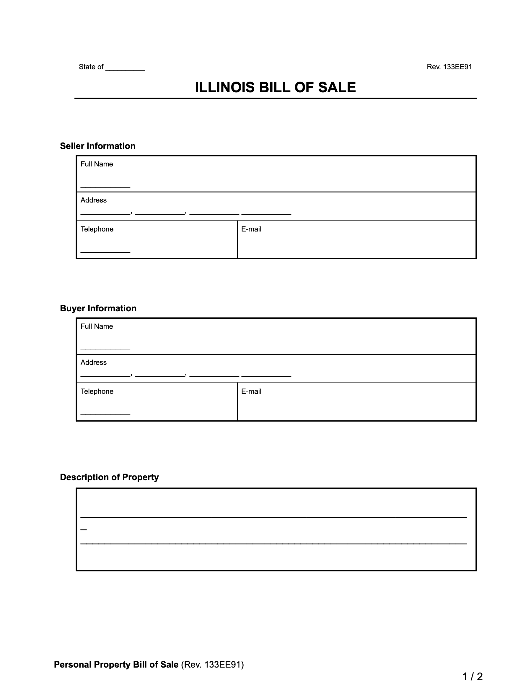 Free Illinois Bill Of Sale Forms PDF Word Legal Templates