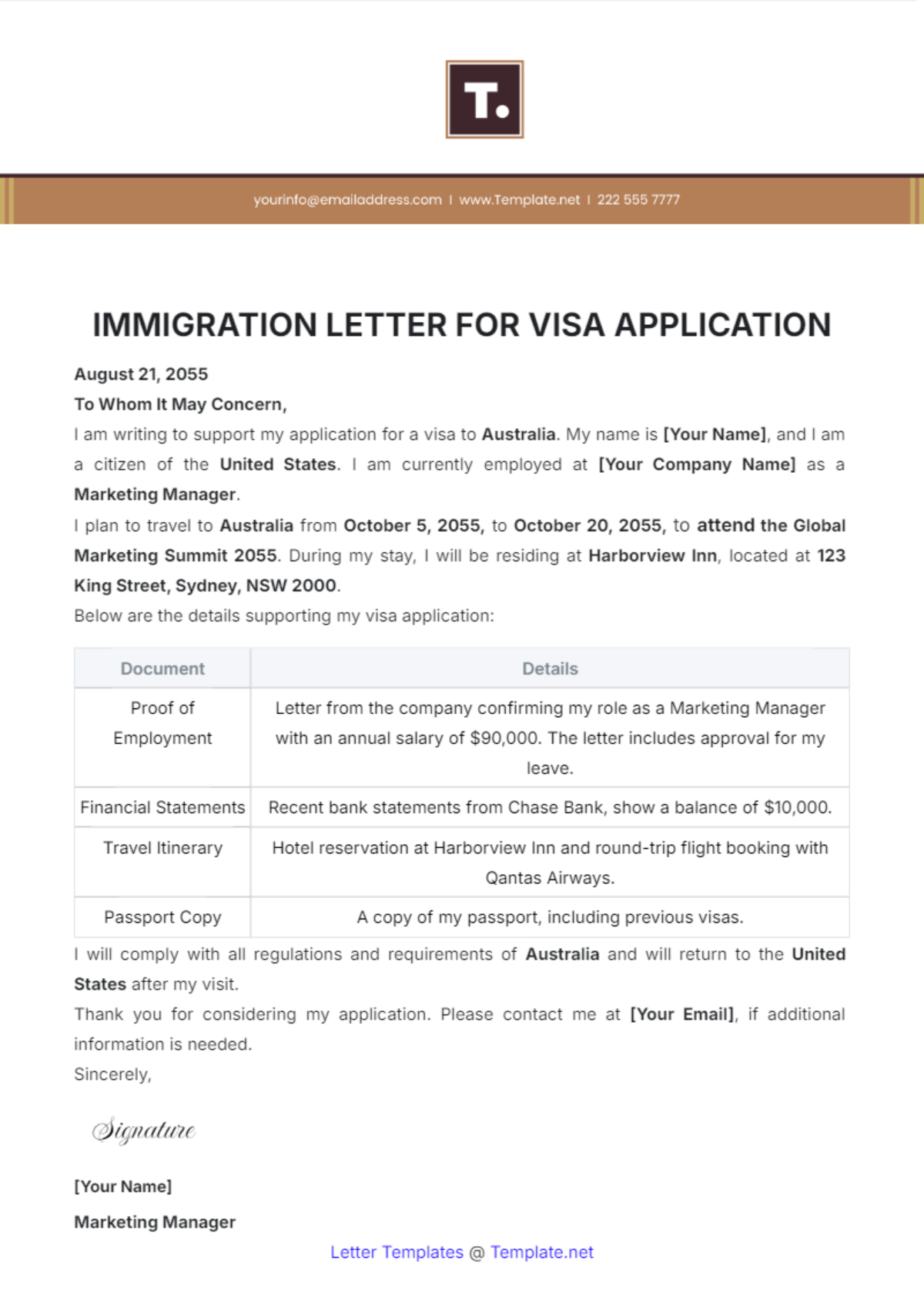 Free Immigration Letter For Visa Application Template To Edit Online