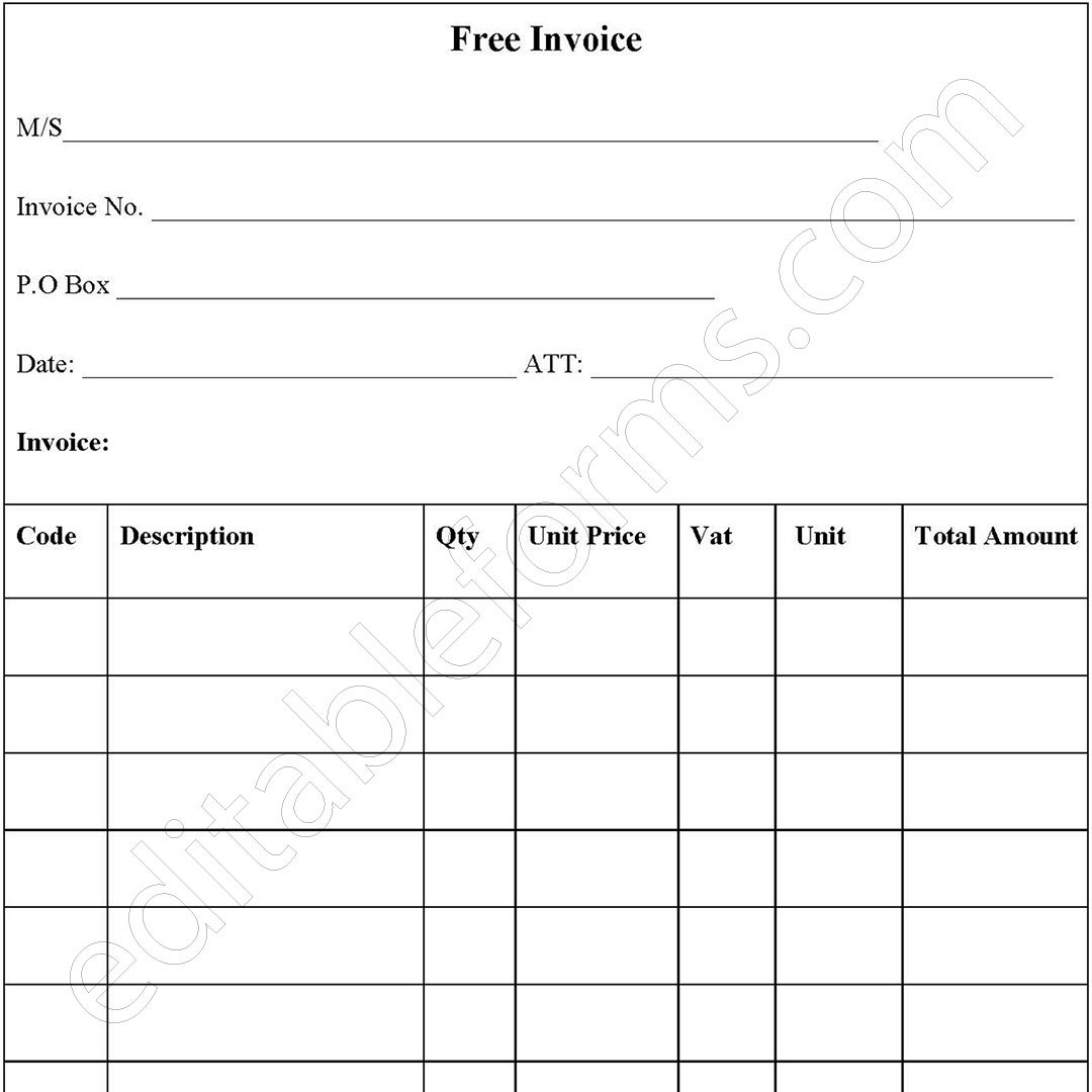 Free Invoice Printable Form