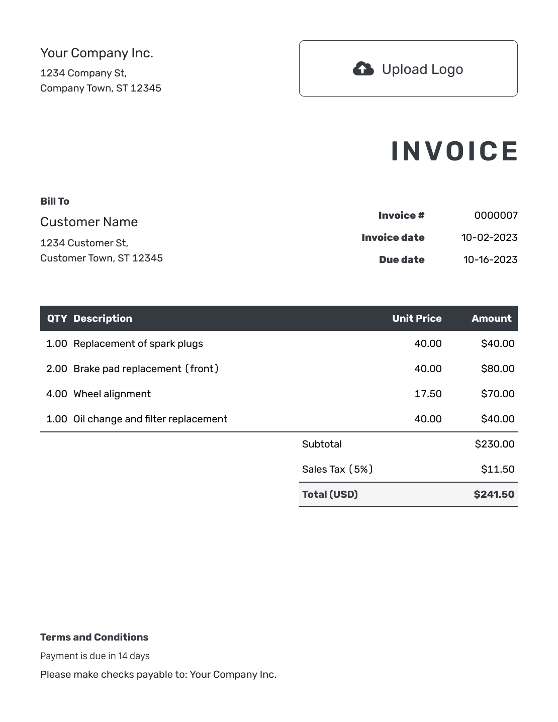 Free Invoice Template Business Templates Docelf