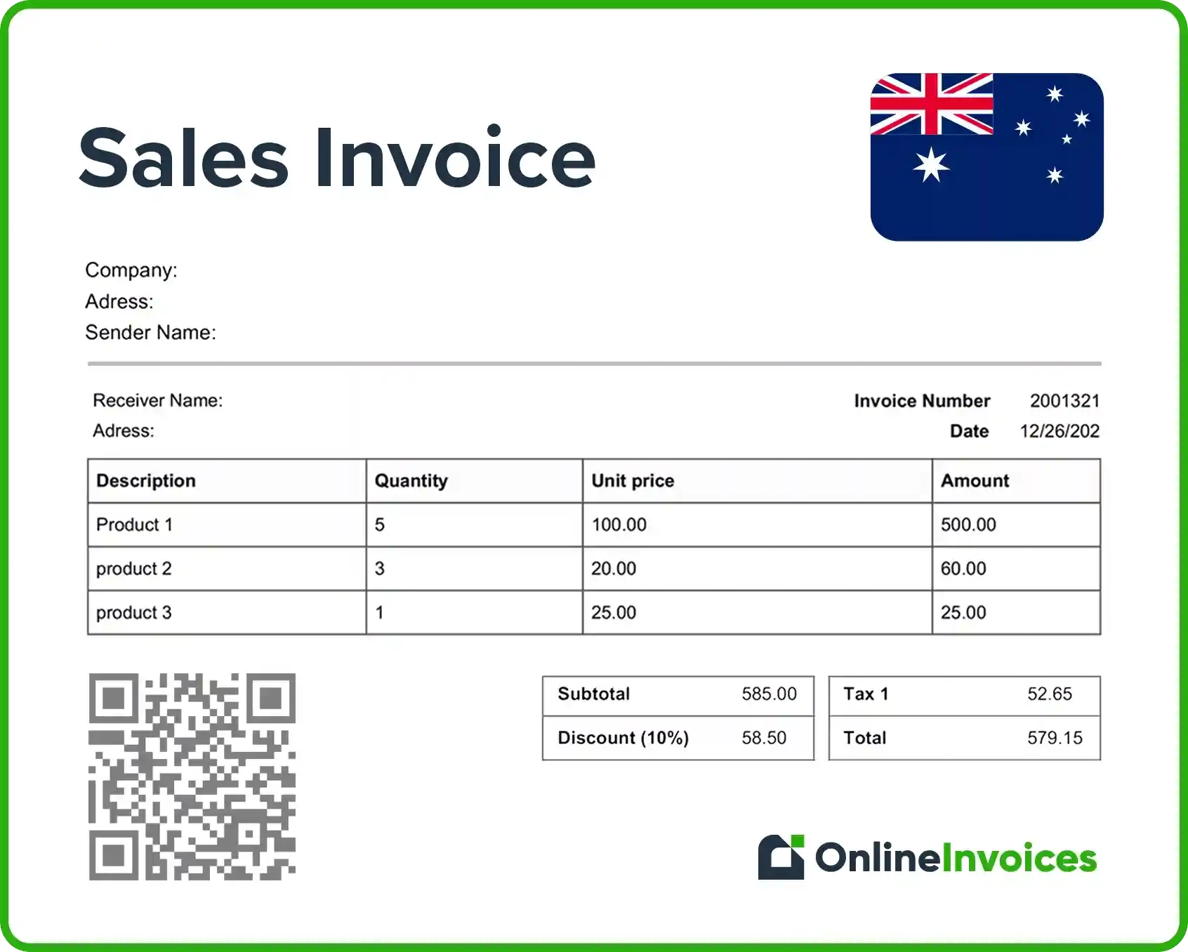 Free Invoice Template Printable Download