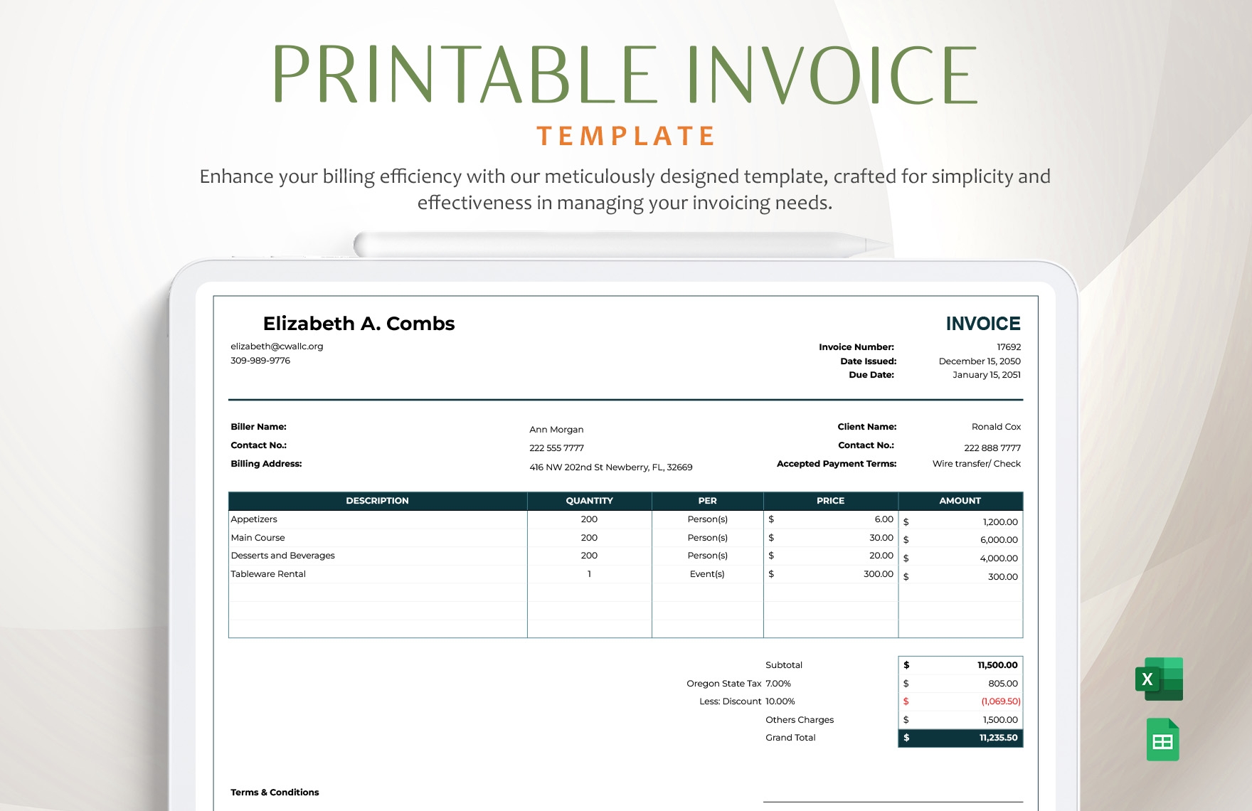 Free Invoice Templates Editable And Printable