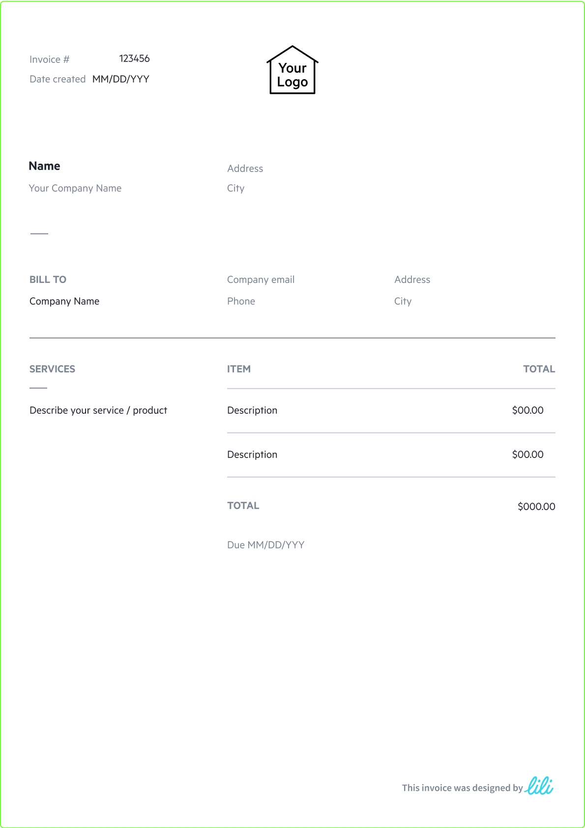 Free Invoice Templates Lili