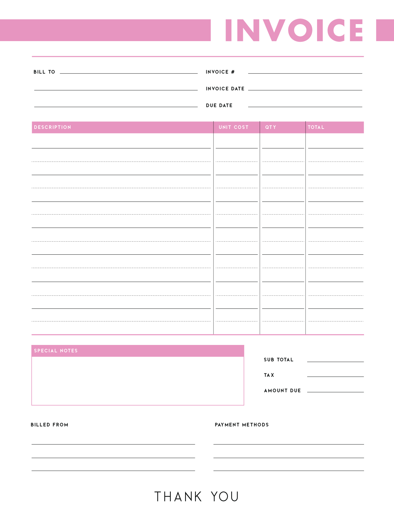 Free Invoice Templates PDF World Of Printables