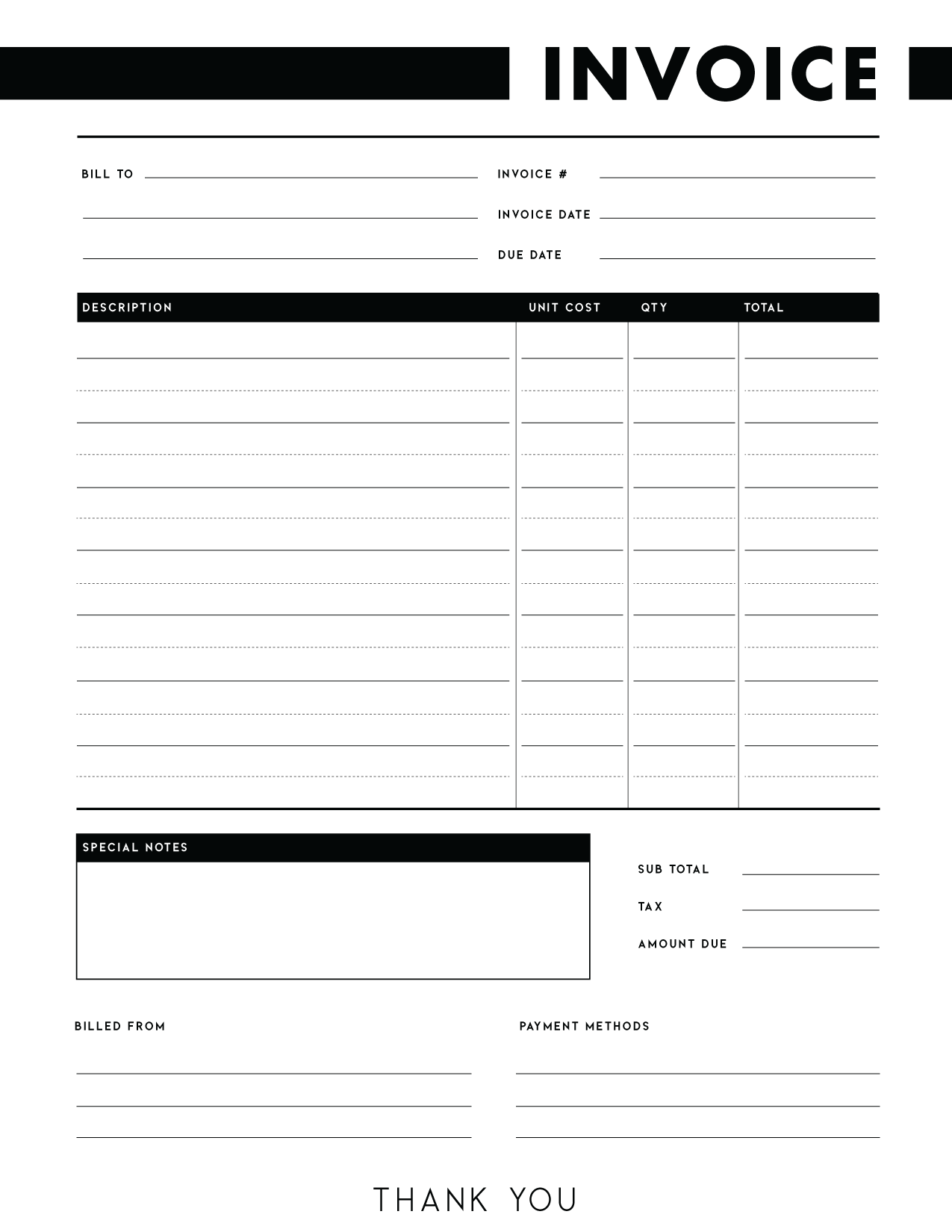 free invoice templates pdf world of printables