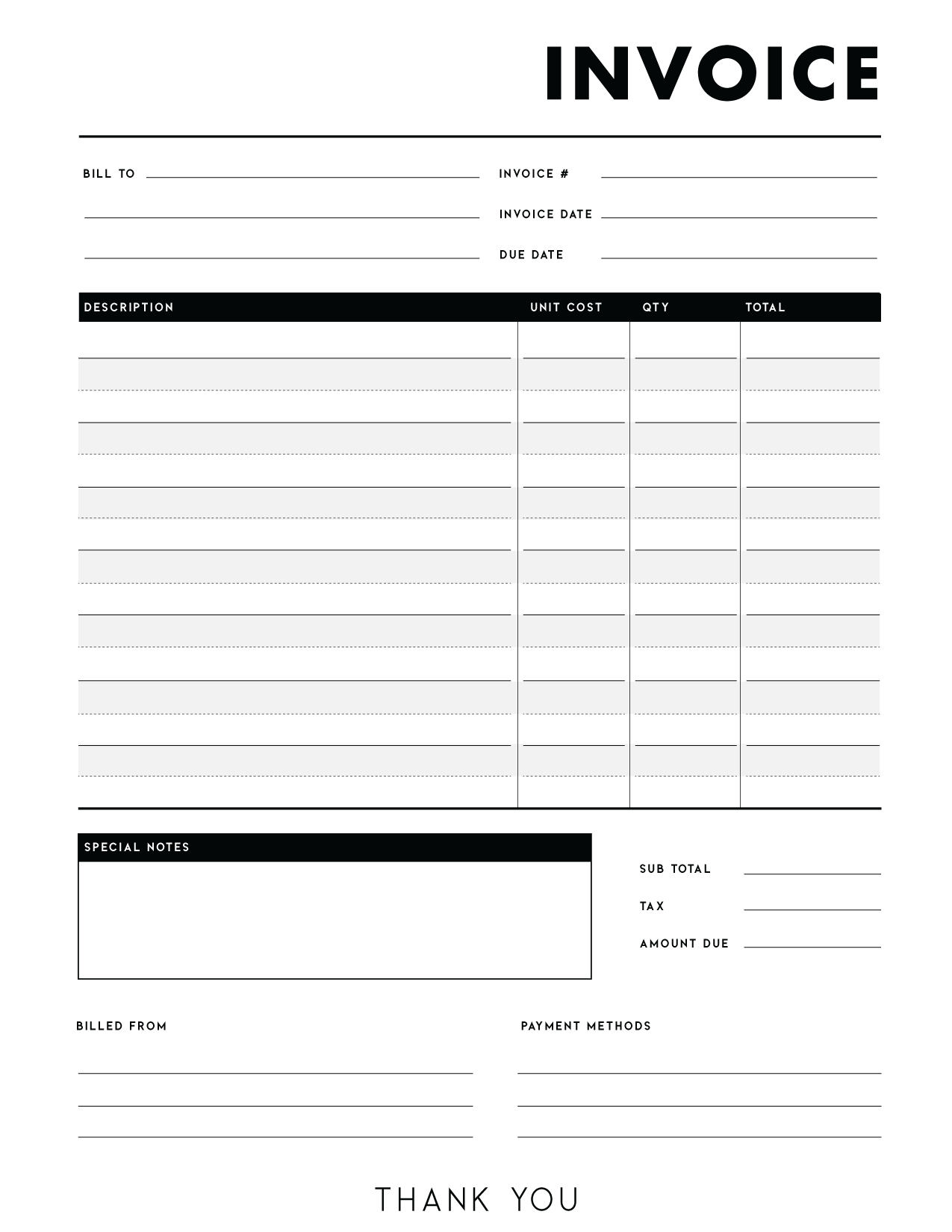 free invoice templates pdf world of printables